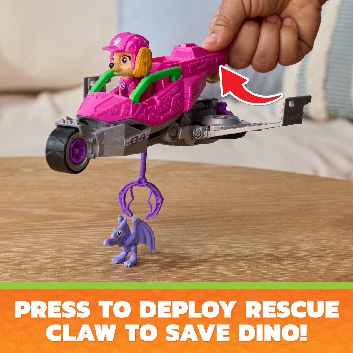 PAW Patrol - De Dino Film - Skye's Dino Rescue Jet Voertuig - Met opvouwbare vleugels en inzetbare klauw — cadeau in Spellen & Speelgoed - foto 7