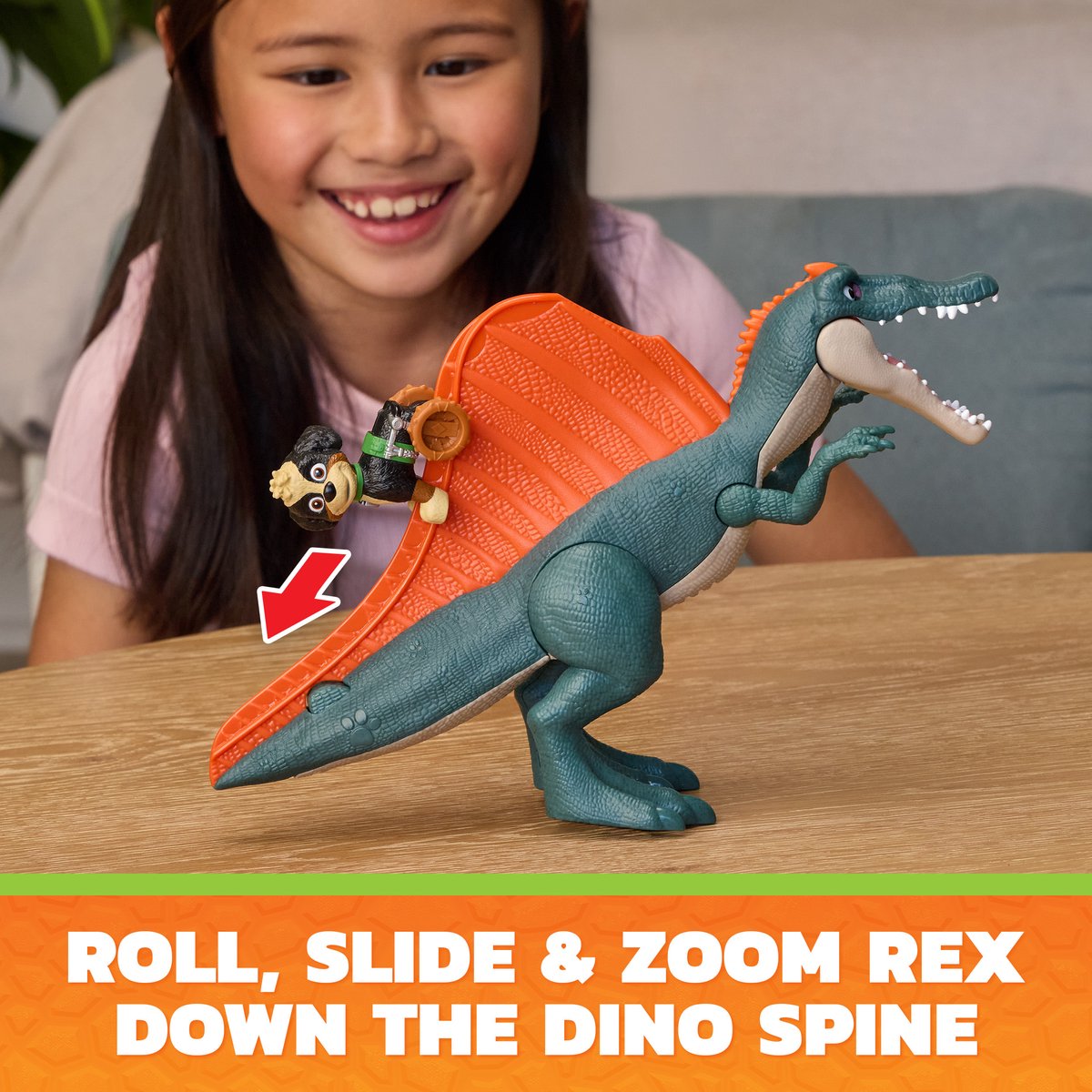 PAW Patrol - De Dino Film - Rise & Roll Dino Set - Spinosaurus van 17,7 cm met geluiden en Rex-actiefiguur — cadeau in Spellen & Speelgoed - foto 5