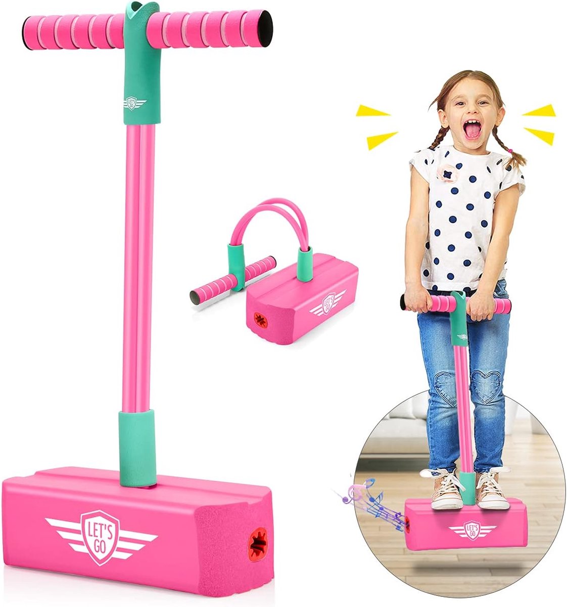 SnelShoppen - Foam Pogo Jumping Toy voor Kinderen 3-12 Jaar, Indoor Speelgoed met Geluid, Gezonde Beweging, Voor Autistische Kinderen, Roze/Rood