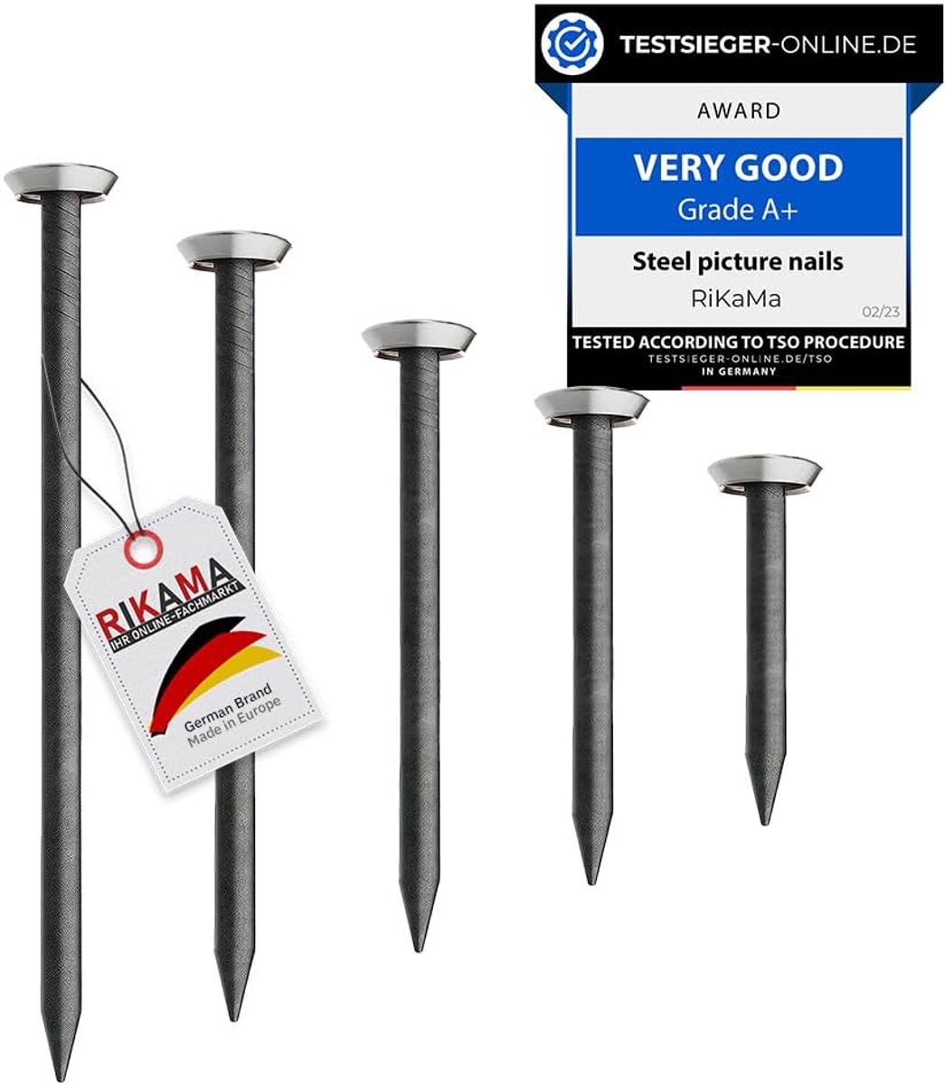 SnelShoppen - 50 picture nails mix 10x20mm, 25mm, 30mm, 40mm, 50mm - stevige stalen spijkers voor beton, baksteen, pleister en hout - zilveren kop