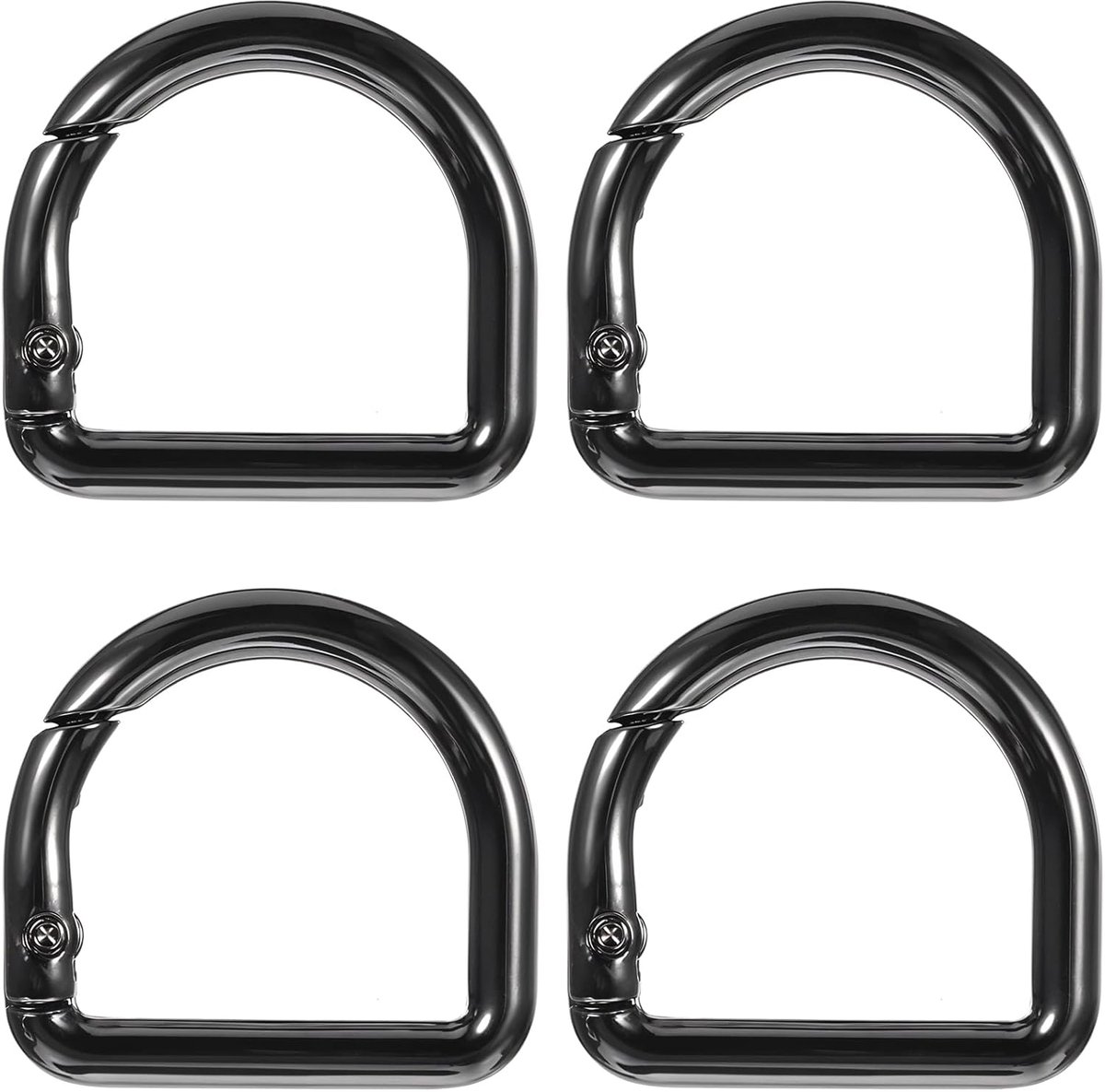 SnelShoppen - 4 Pcs D-ring Carabiner Zwart - Kleine Carabiner voor Sleutels, Tassen, Vissen, Reizen, Hiken - Duurzaam Metaal, Ideaal voor Dagelijks Ge