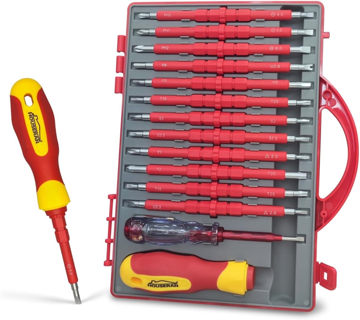 SnelShoppen - Insulated Screwdriver Set 26-delig met Magnetische Tips - Elektrische Gereedschapsset tot 1000V - Interchangeable Heads voor Elektricien