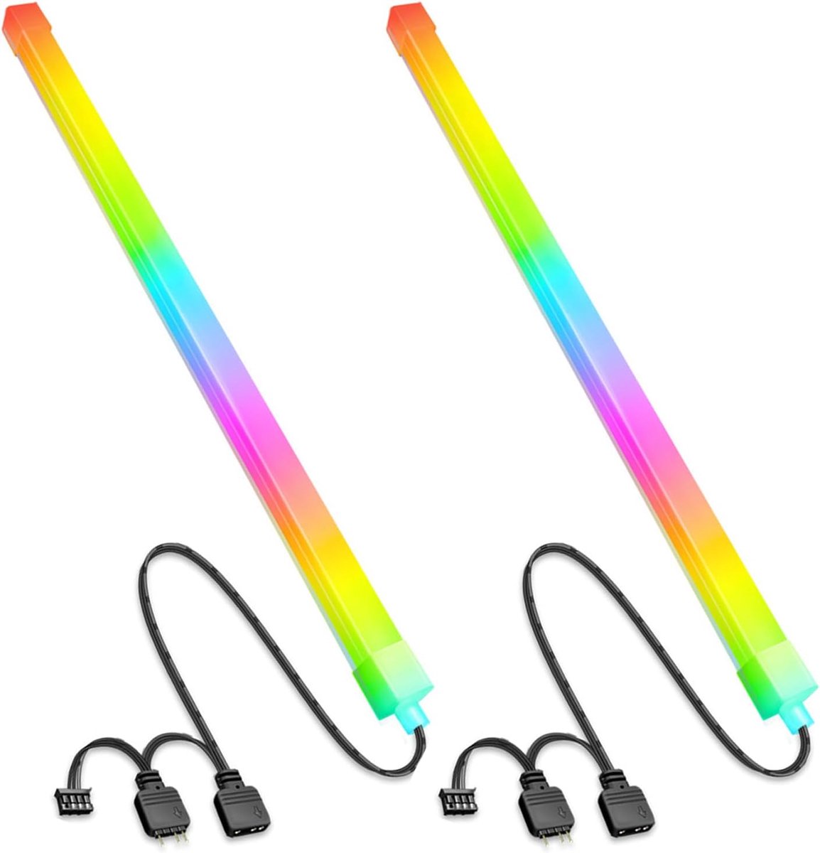 SnelShoppen - 2 Stuks ARGB LED Strips voor PC met Case Fan - 30 cm Magnetische RGB LED Strip Licht - 5V 3 Pin Computer Accessoires