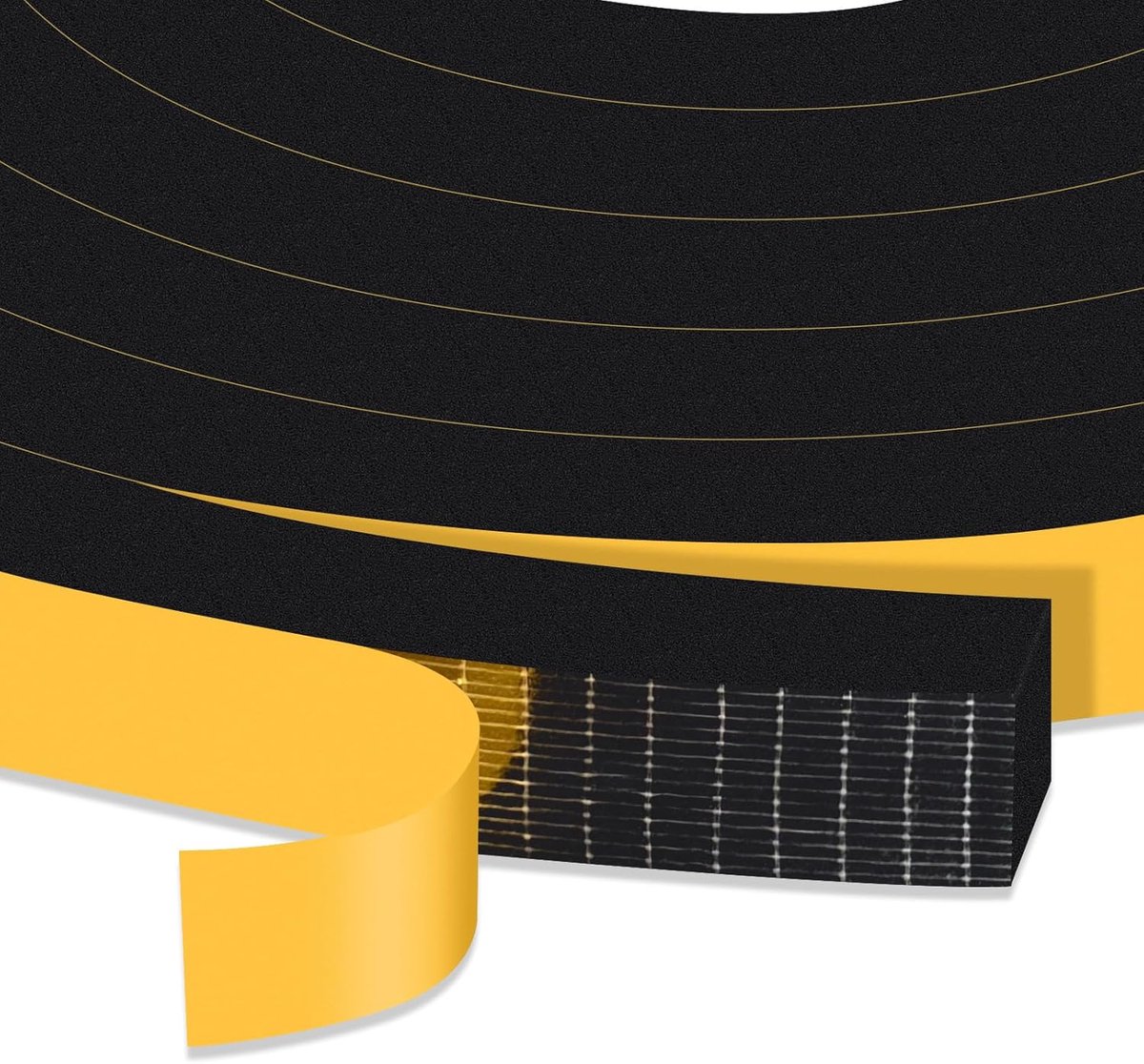 SnelShoppen - High Density Foam Tape 12mm x 12mm, Zelfklevende Weerstrip, Isolatieband voor Raam en Deur, Geluidsisolatie en Schokabsorberende Gap Sea