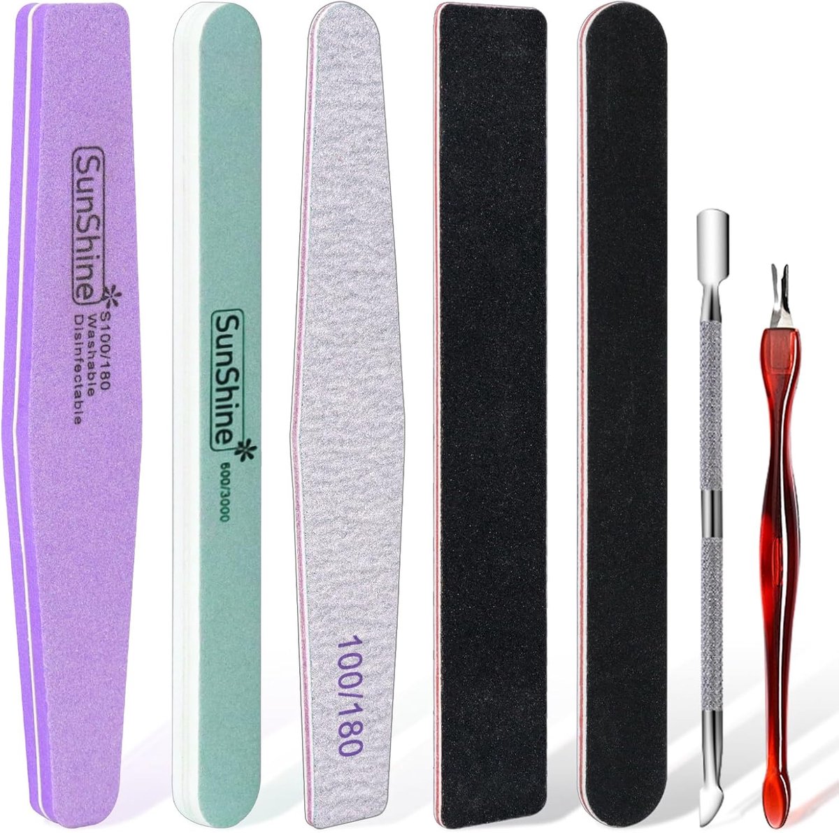 SnelShoppen - Nail Polish Remover Set, Manicure Set met Nagelvijlen, Cuticle Tangen, Triangulaire en Dubbelzijdige Cuticle Pusher, Herbruikbare Manicu