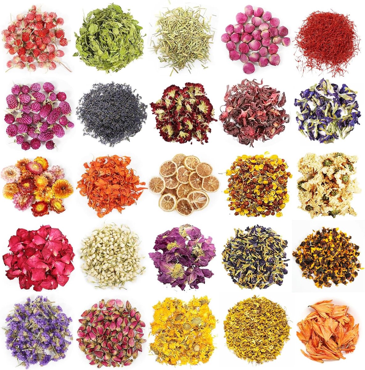 SnelShoppen - Dried Flowers for Soap - 25 Soorten Gedroogde Bloemen, Bloemblaadjes & Kruiden voor Zeep, Natuurlijke Gedroogde Bloemen voor DIY Zeep, P