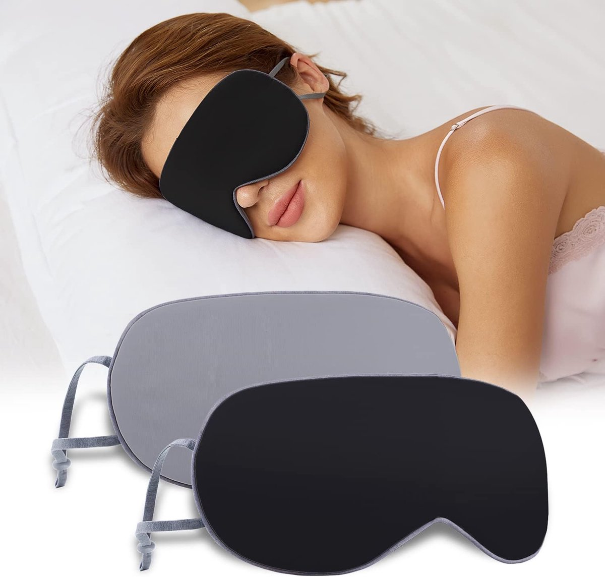 SnelShoppen - Luxe Sleep Mask voor Mannen en Vrouwen, Dubbelzijdig Te Gebruiken, Zijden Slaapmasker voor Comfortabel Slapen Thuis en Onderweg, Ideaal