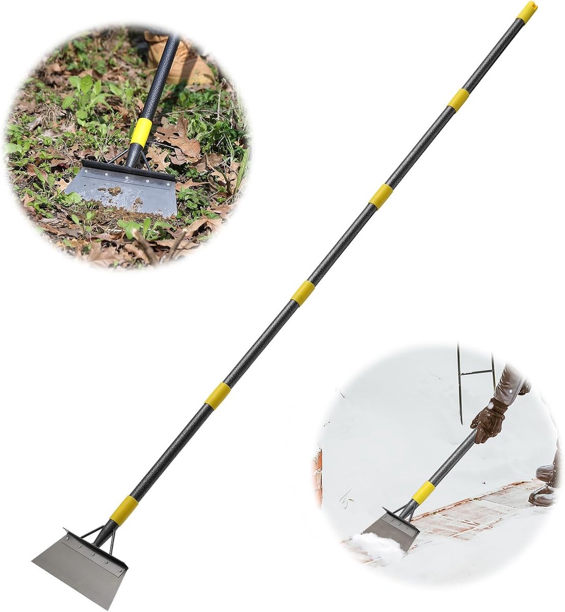 SnelShoppen - Schoonmaakschep Multifunctionele Tuinschopper Zware Klasse, Verstelbare Lange Steel 236 cm, Grote Platte Schep voor Wieden, Schrapen en