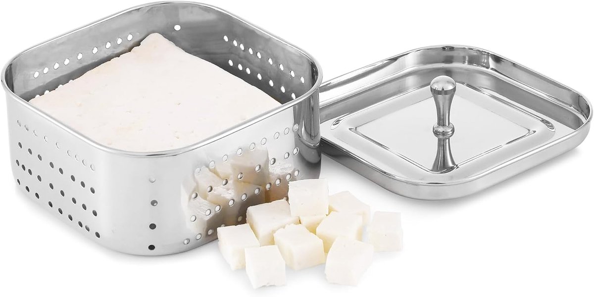 SnelShoppen - Ronde Breading Maker voor Tofu en Snacks - RVS Paner Maker met Deksel - 13cm x 13cm x 5.8cm - Ideaal voor Keuken en Indische Gerechten