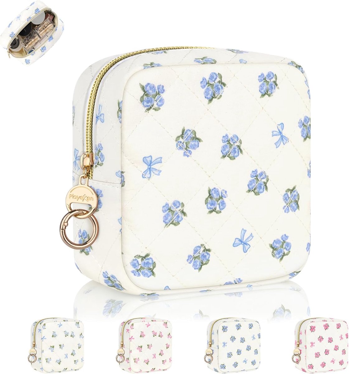 SnelShoppen - Kleine Makeup Tas Handtas voor Vrouwen - Mini Cosmetica Organizer in Azul Rose - Ideaal voor Reizen, Verjaardagen en Dagelijks Gebruik -