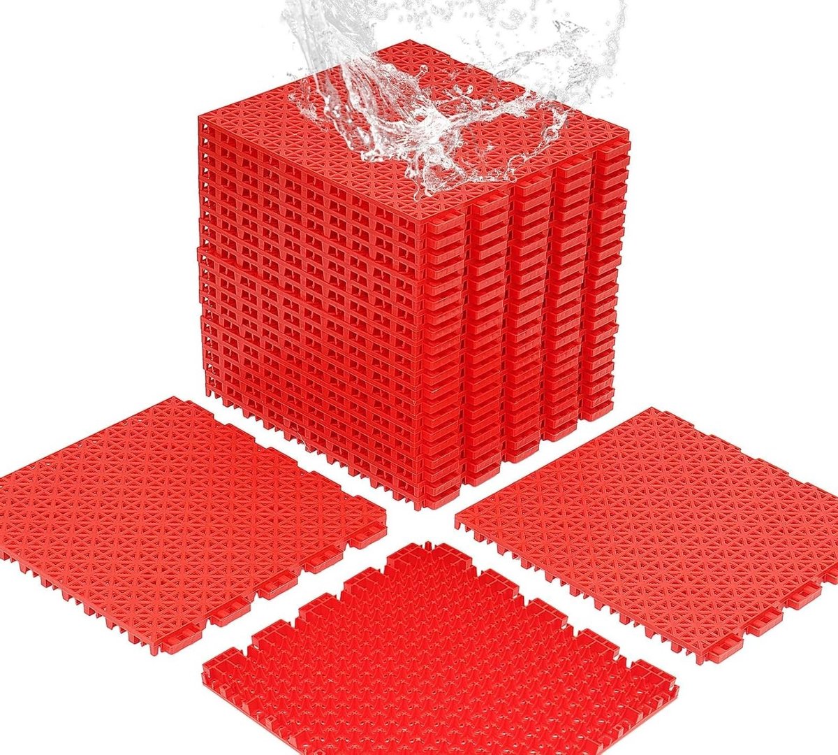 Set van 24 Kunststof Kliktegels voor Tennisbanen, Antislip Buiten Sporttegels, Ideaal voor Tuin, Garage en Patio, 30,48 × 30,48 × 1,58 cm, ca. 2,23 m²