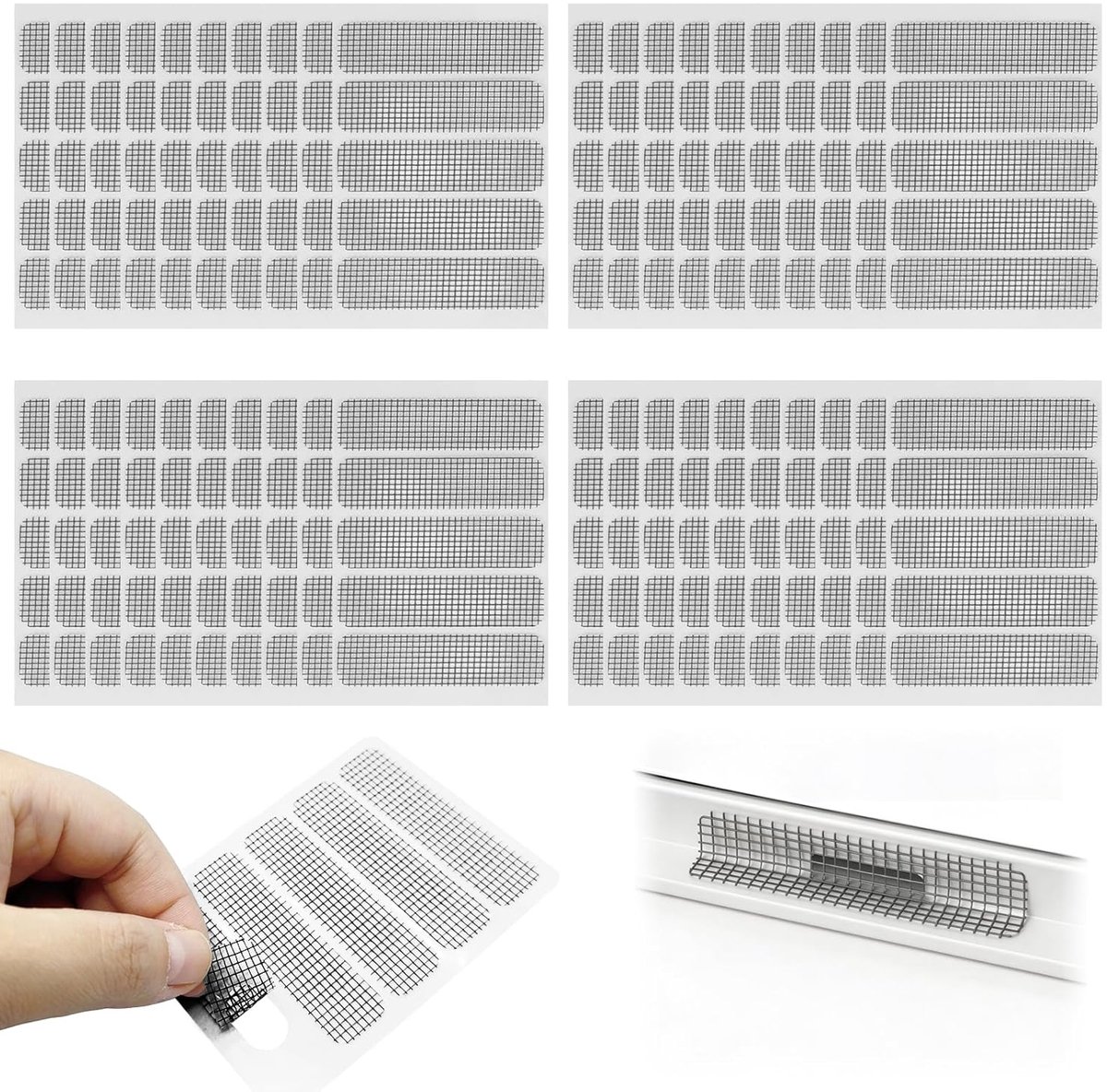 SnelShoppen - Fly Screen Repair Kit 6x1.5cm - Zelfklevende Insectenhor Patches voor Ramen en Deuren - Mosquito Net voor Herstel van Schade, Zonne- en