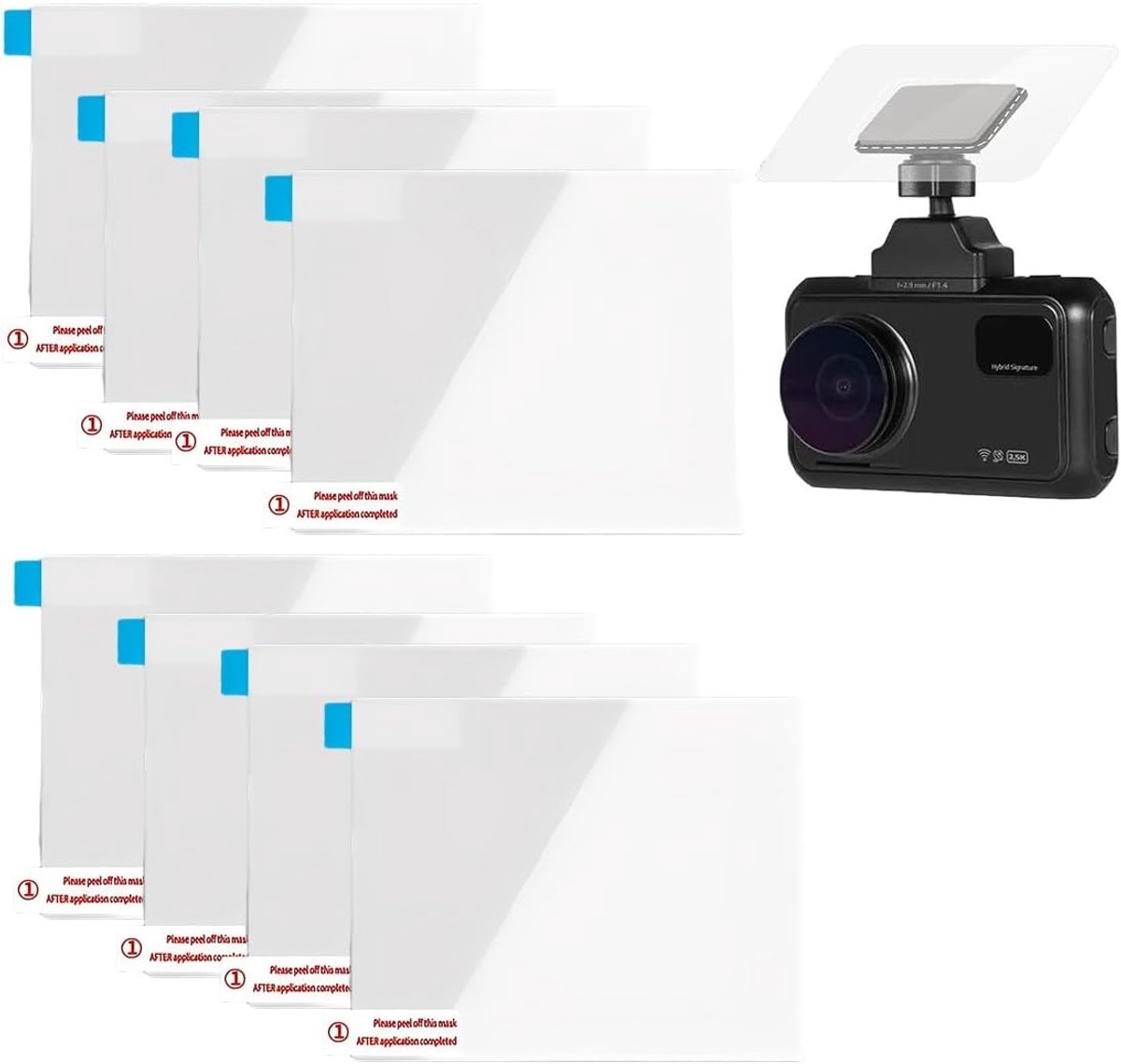 SnelShoppen - Pack van 8 Auto Camera Accessoires, Antistatische Film voor Duidelijk Zicht op Voorruit, Dashcam Stickers, Duidelijke Statistische Stick