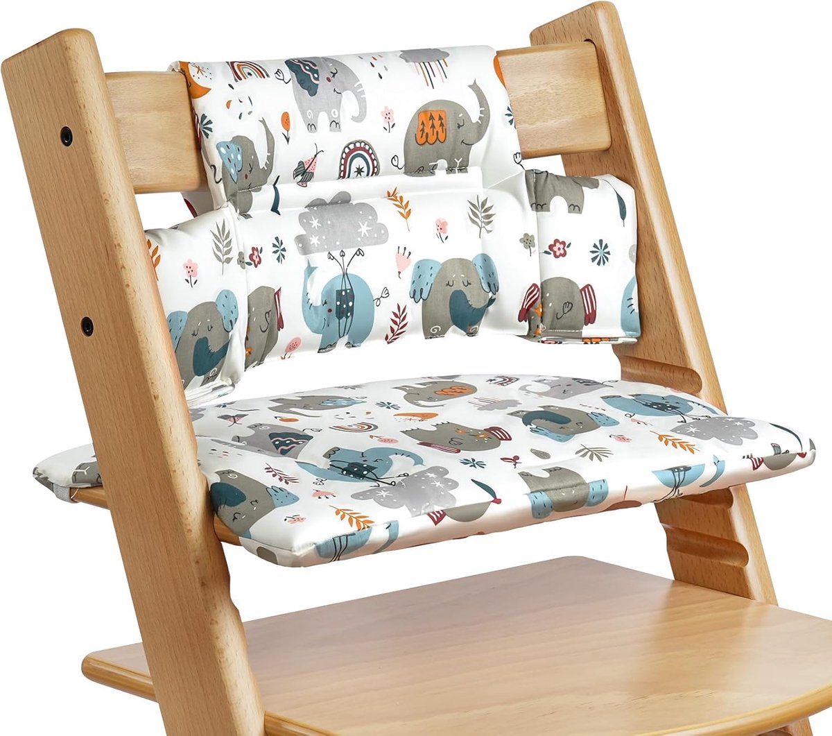 SnelShoppen - Comfortabele Hoge Stoel Kussen voor Tripp Trapp, Zacht en Makkelijk te Reinigen, Perfecte Zitting voor Kinderen, Olifant Design, Hoogwaa