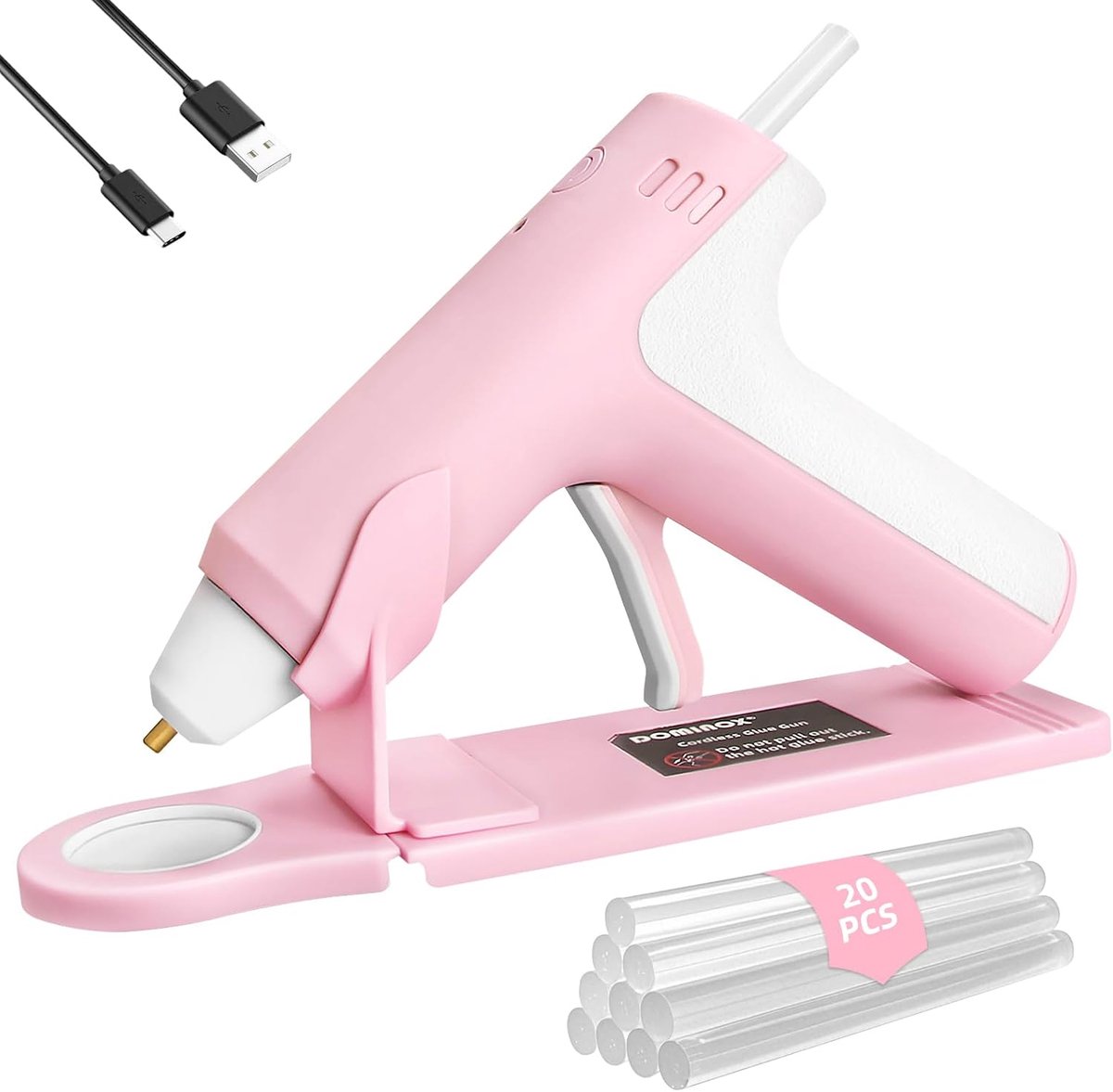SnelShoppen - Draadloze Lijmpistool met 20 Lijmstokken en 2000 mAh Accu, 25 Seconden Snelle Voorverwarming, Draadloos, Voor Hobby, Creatief, DIY, Huis