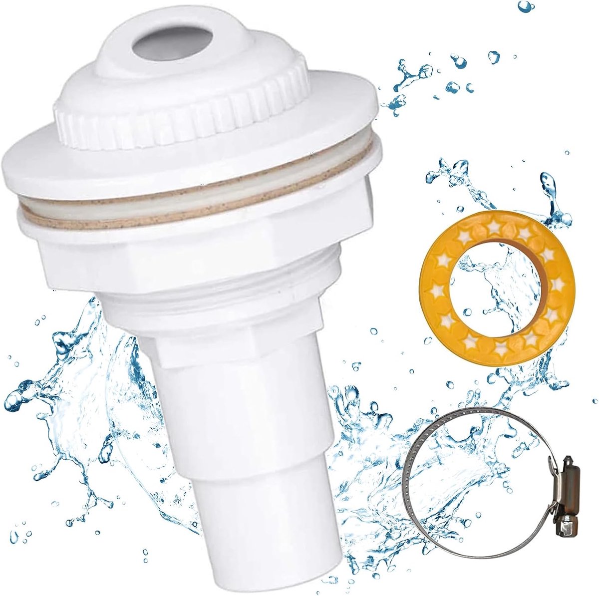 SnelShoppen - Inlaatnozzle voor zwembad - 38/32 mm - Witte skimmer nozzle met verstelbare uitloop - Complete set voor staalwand zwembaden - Inclusief