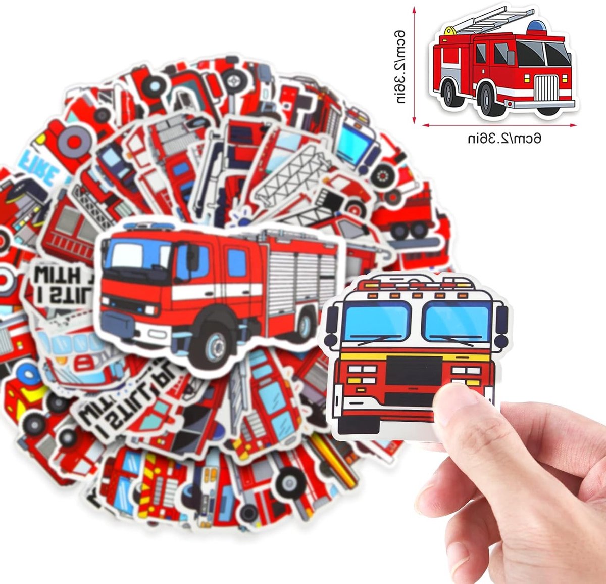 Stickerset van 100 voor brandweerauto's - Decoratie voor auto, laptop, skateboard en meer
