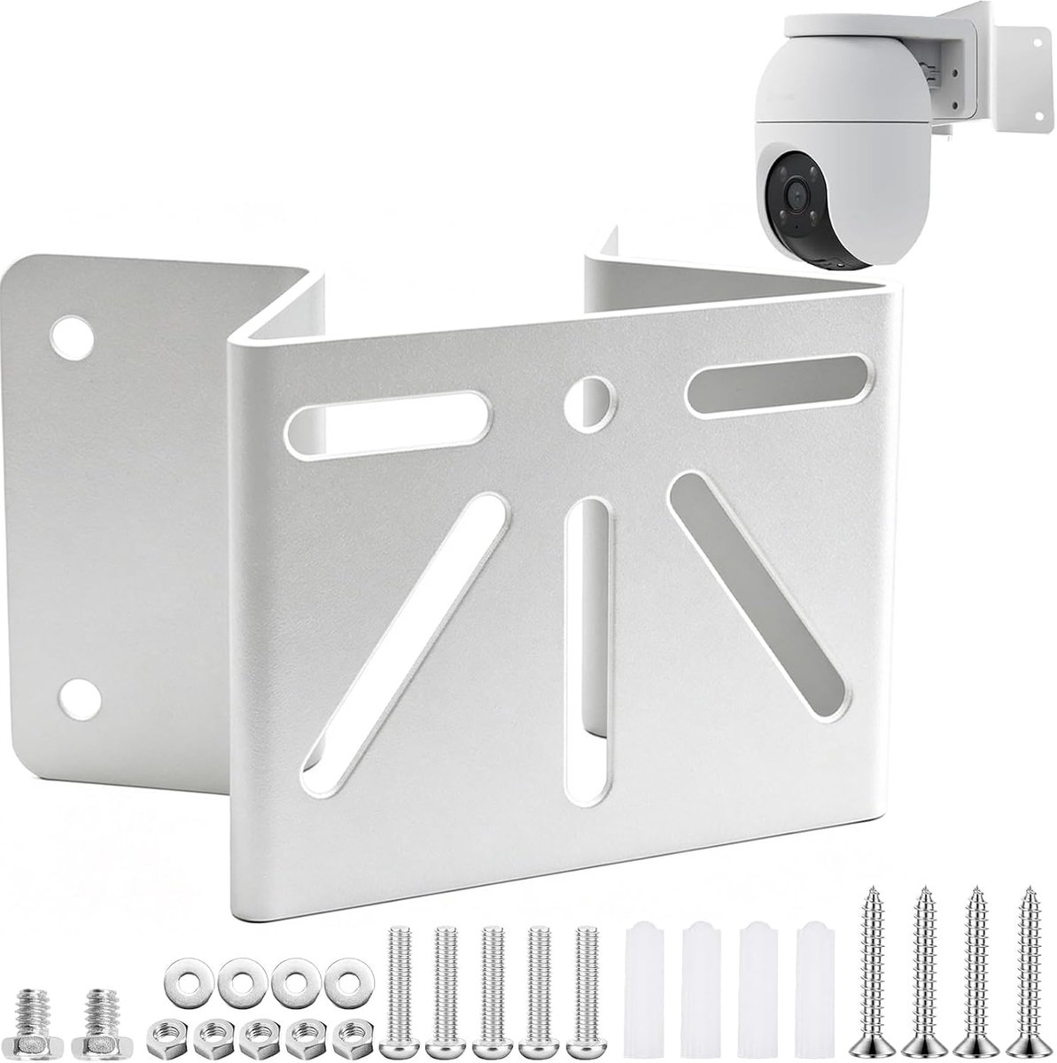 SnelShoppen - Hoekhouder Bewakingscamera 270° Groothoek - Roestvrij Stalen Metalen Wandhouder voor Eufy Security Solocam S340, PTZ Camera, Buiten, Duu