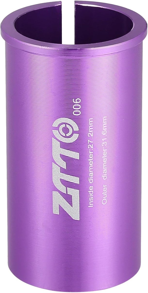 SnelShoppen - Fiets Zadelpen Adapter 27.2mm ID 31.6mm OD Paars - Seatpost Reducer voor Fietsen, Hoogwaardige Materialen, Bespaar Kosten op Zadelpen Ve