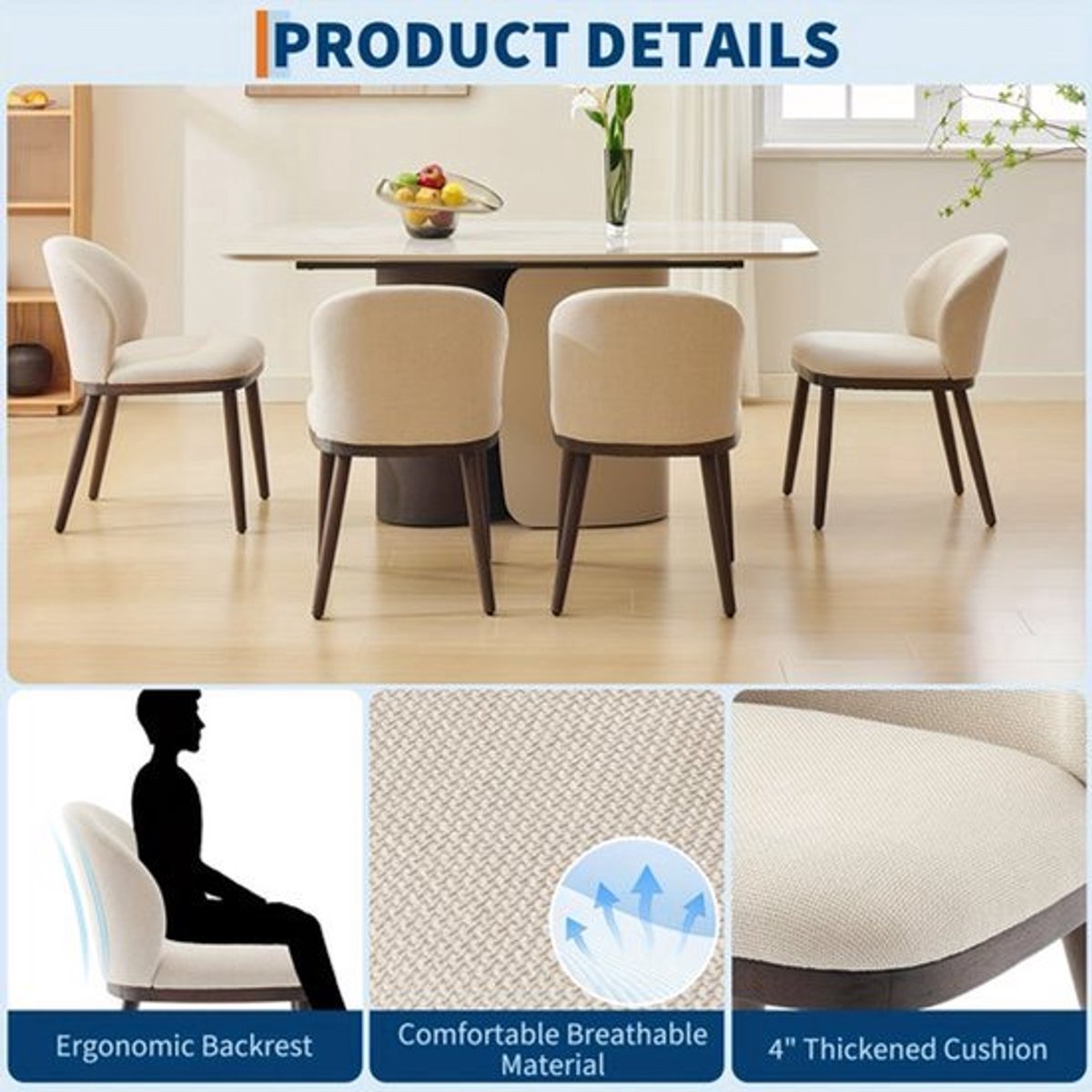 Eetkamerstoelen – Stoelen – Kuipstoelen – Keukenstoelen – Set Van 2 – Ergonomische Rugleun
