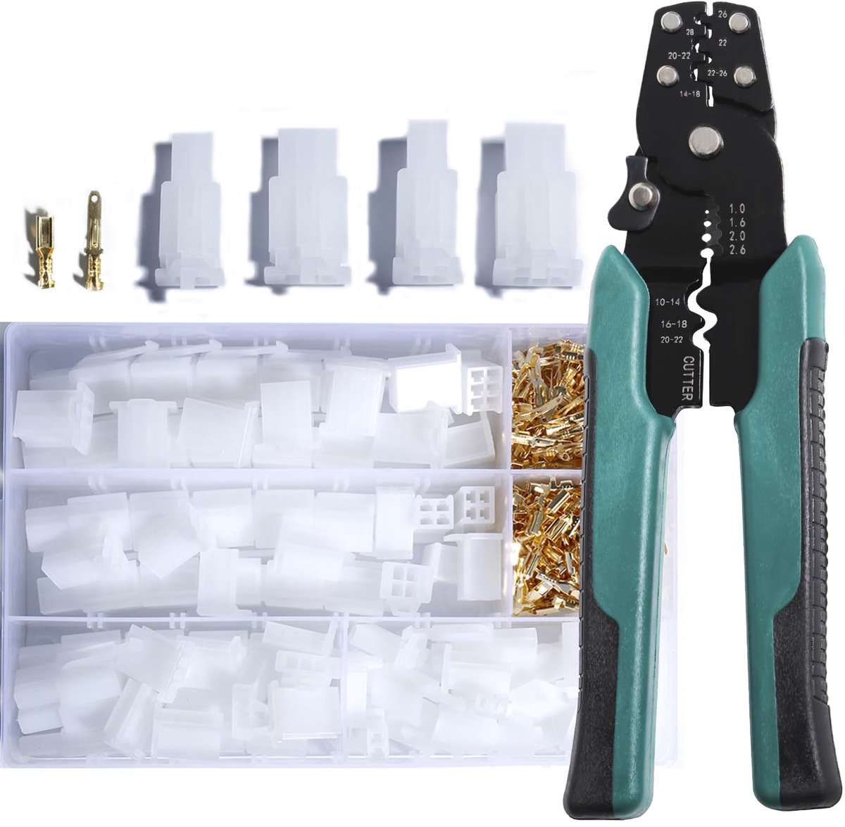 SnelShoppen - 380pcs Kabelconnectoren 2 3 4 6 Polen Plakpluggen Krimpbehuizing 2,8mm Pitch Mannen Vrouwen Stekker Voor Auto Motorfiets Kabelboom Repar