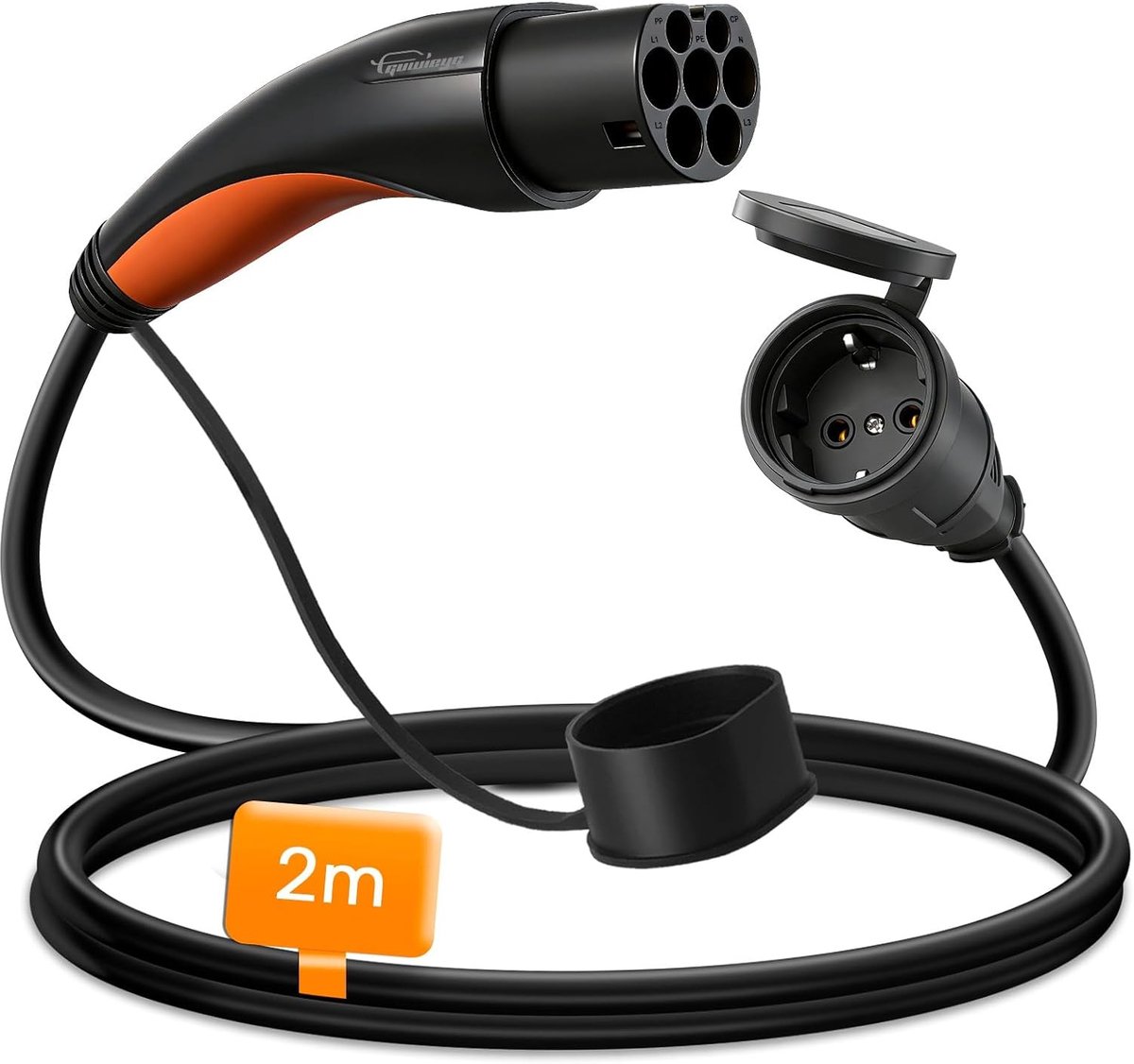 SnelShoppen - Type2 naar Schuko Adapter 16A, 3.5 kW, 2m, Voor E-Motoren, E-Bikes, E-Scooters, Plug & Play, Geschikt voor Thuisgebruik