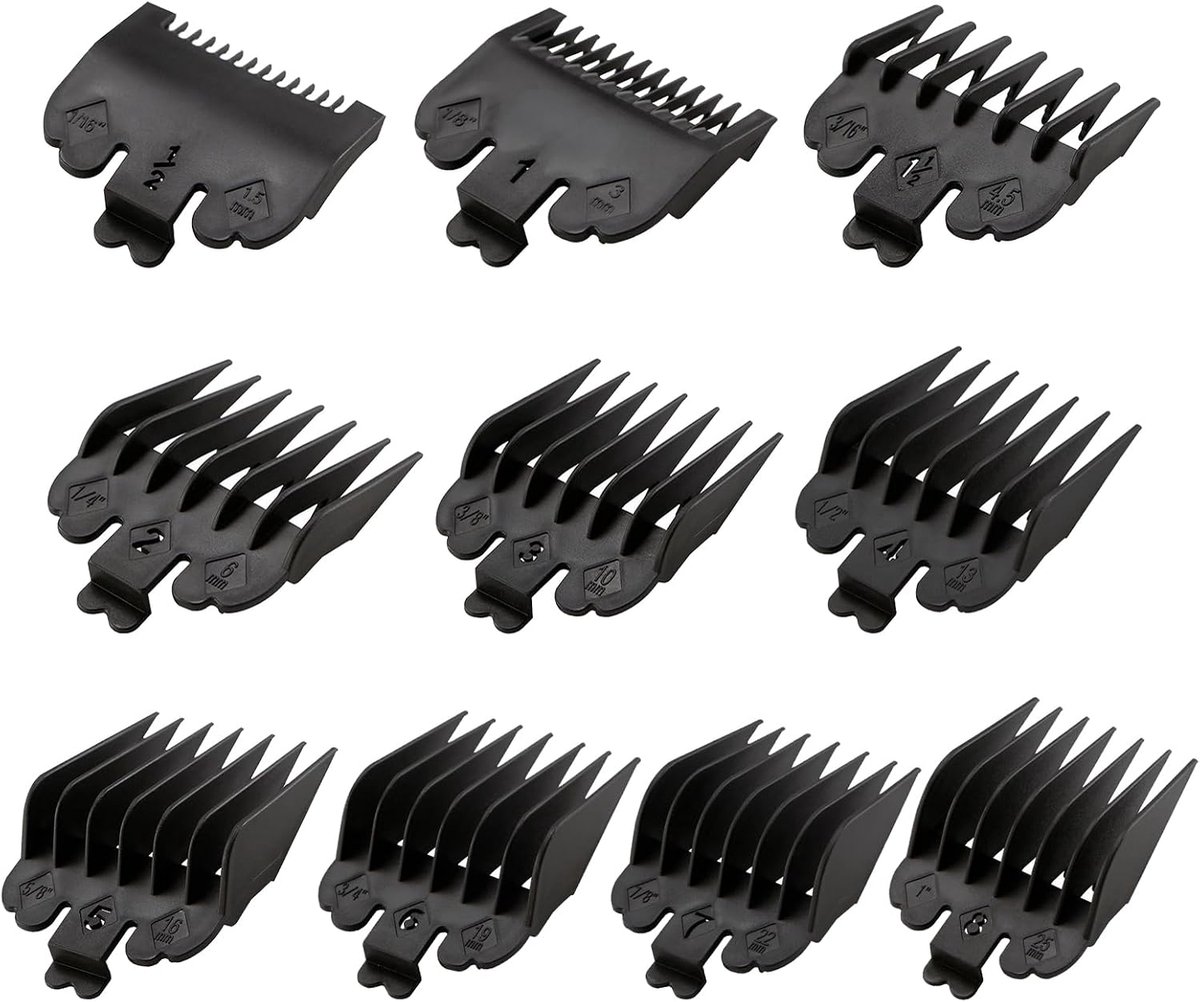 SnelShoppen - 10 Stuks Tondeuse Opzetstukken - Trimmeropzetkam met 10 Snijlengtes van 1,5 mm tot 25 mm - Perfect voor Kapsels, Haartrimmers, Precisie