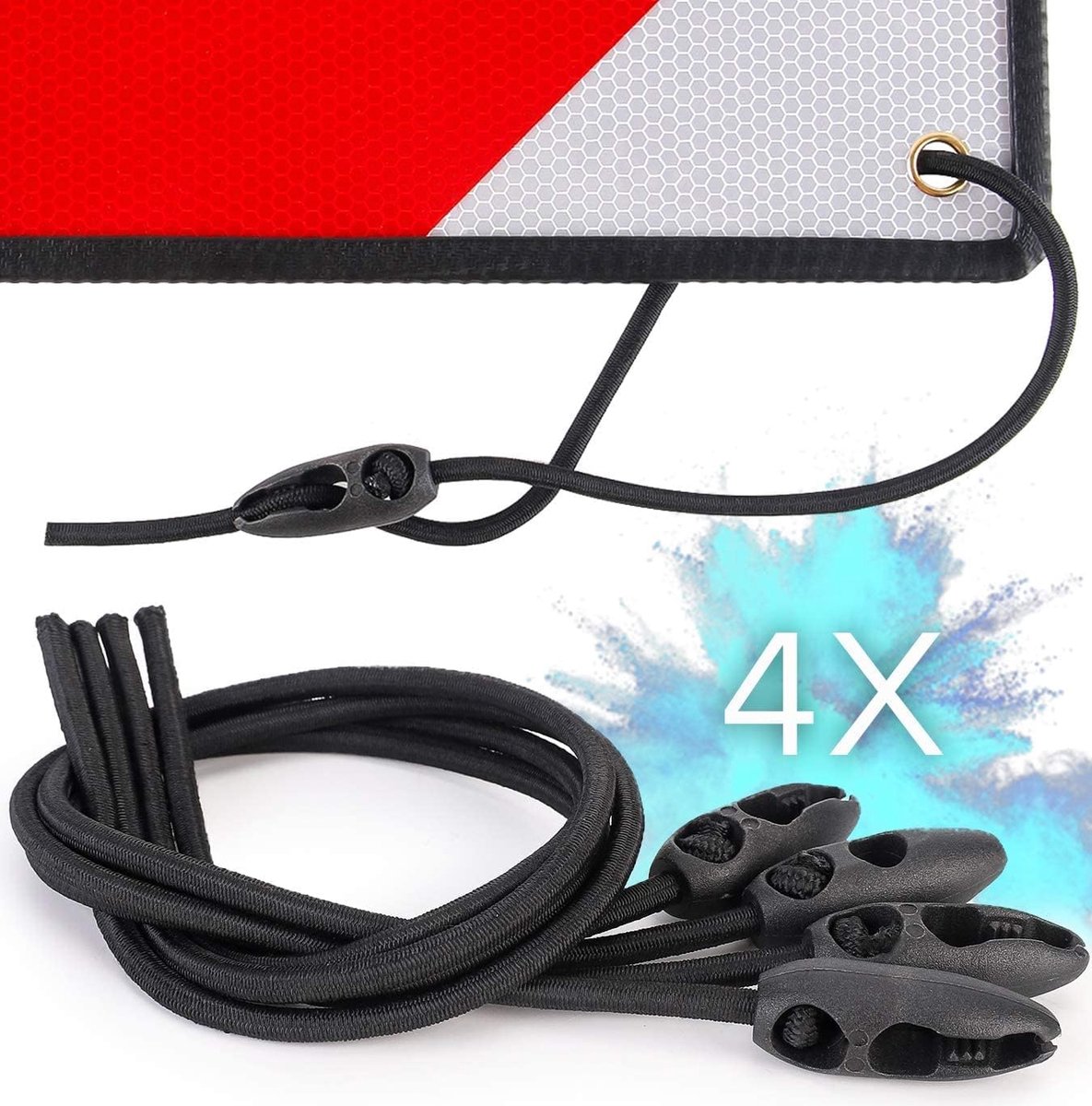 SnelShoppen - Luggage tensioner voor waarschuwingstekens Italië en Spanje (4 x 50 cm) bevestigingsbord fietsendrager, verstelbare spanbanden, weerbest