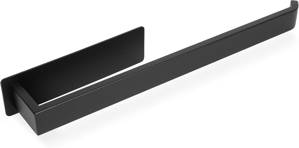 SnelShoppen - Zelfklevende Handdoekhouder zonder Boren Zwart 38cm - RVS Handdoekhouder met Sterke 3M Lijmlaag voor Badkamer, Keuken & Gastentoilet