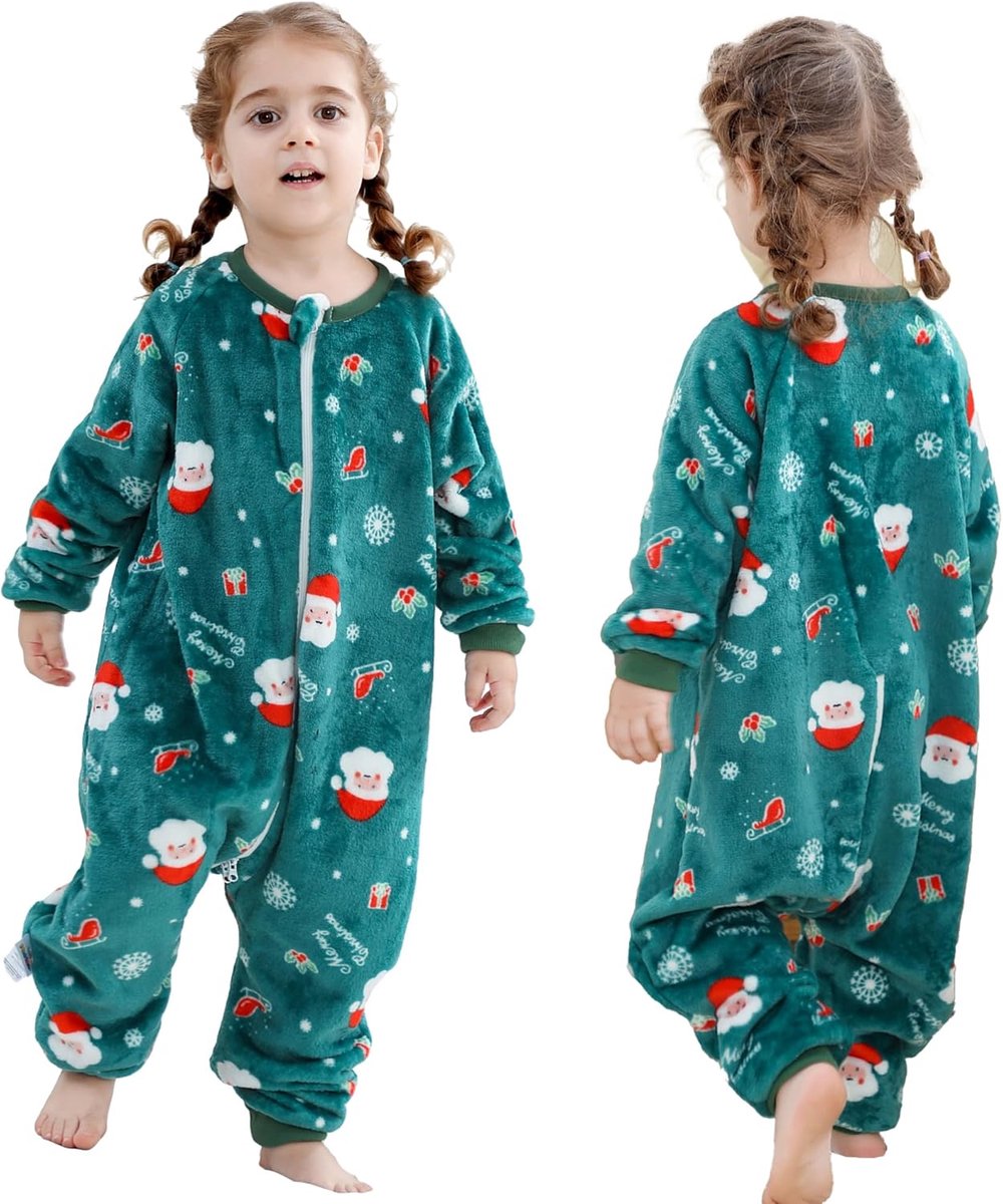 SnelShoppen - Baby Slaapzak met Voeten 2.5 Tog - Flanellen Slaapzak voor Kinderen 4-5 Jaar - Winter Pyjama's met Mouwen - Kerst Santa Claus Design