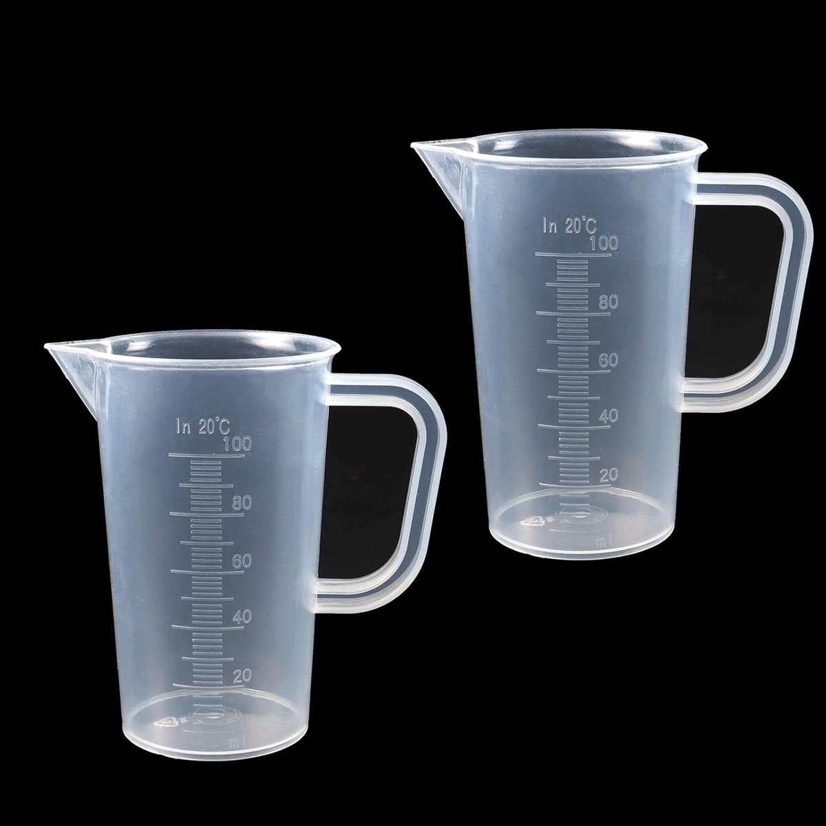 SnelShoppen - Mini Maatbeker Set 100ml - 2 Stuks Hittebestendige Precisie Maatbekers voor Keuken, Laboratorium, Olie - Duurzaam Polypropyleen