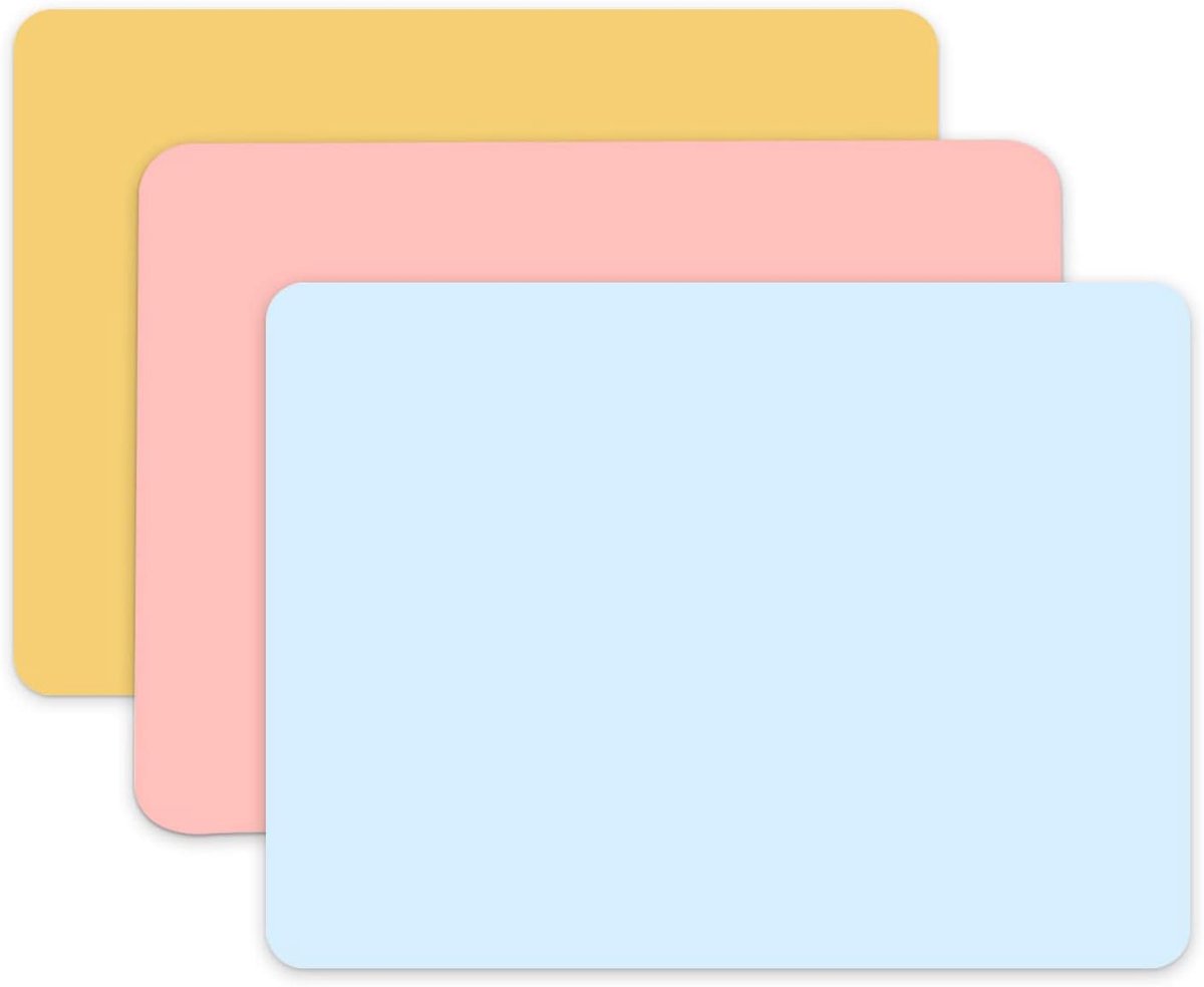 Thijox - 3-delige siliconen tafelmatten, beschermende placemats 30 x 40 cm in geel, blauw, roze voor feest, keuken, camping en kinderen