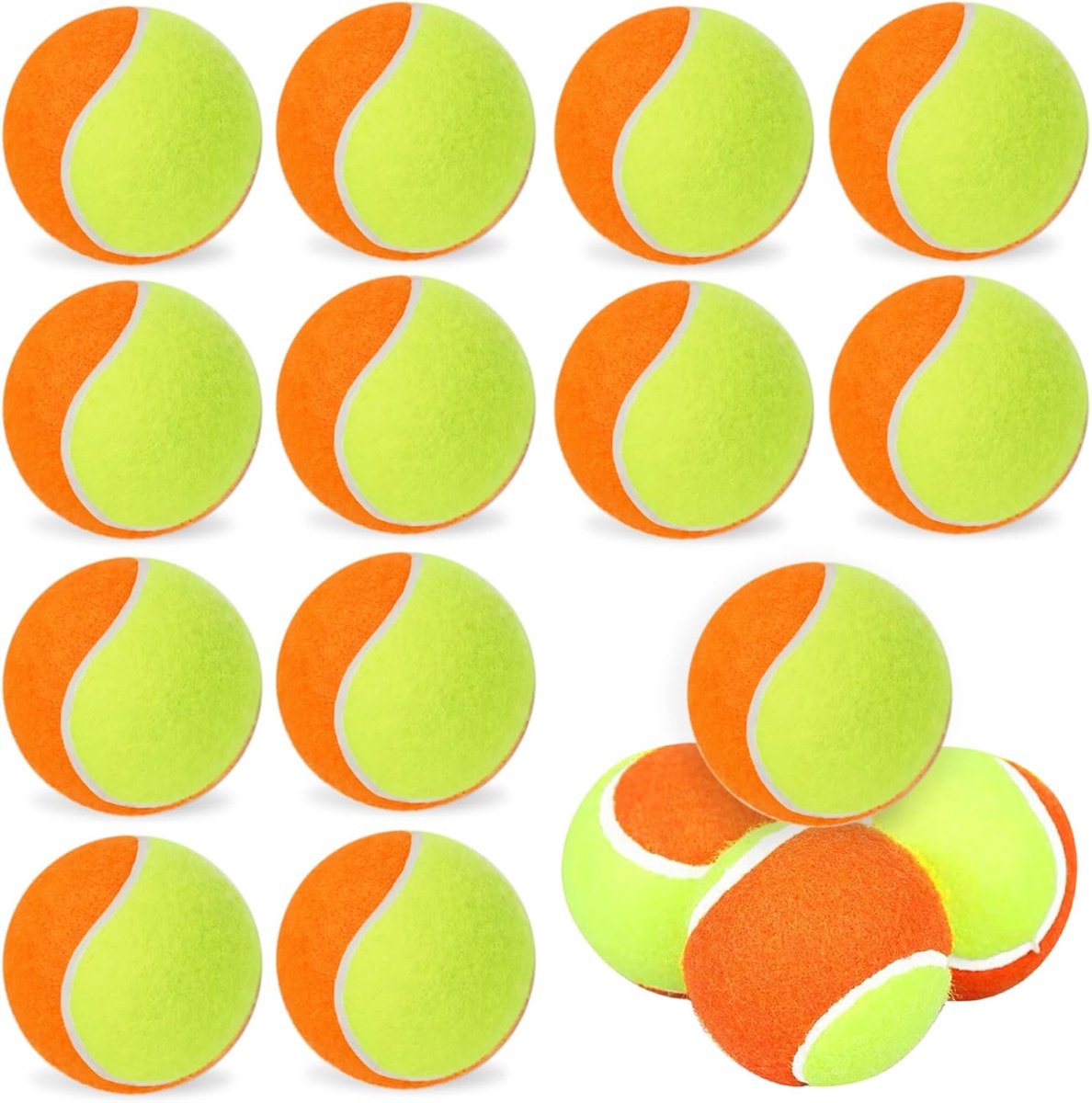 SnelShoppen - 15 Tennisballen Stage 3, Oranje, Rubber en Vilt, Ø 6,35 cm, Hoge Terugslag, Ideaal voor Training en Sportoefeningen voor Beginners