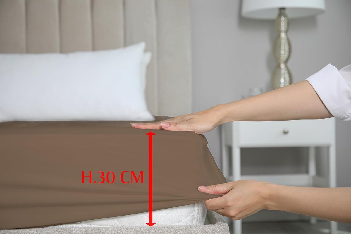 SnelShoppen - Donkerbruine 100% Katoenen Fitted Sheet 90x200cm - Enkel Bed Hoek 30cm - Luxe en Comfortabel - Perfect voor Elke Slaapkamer