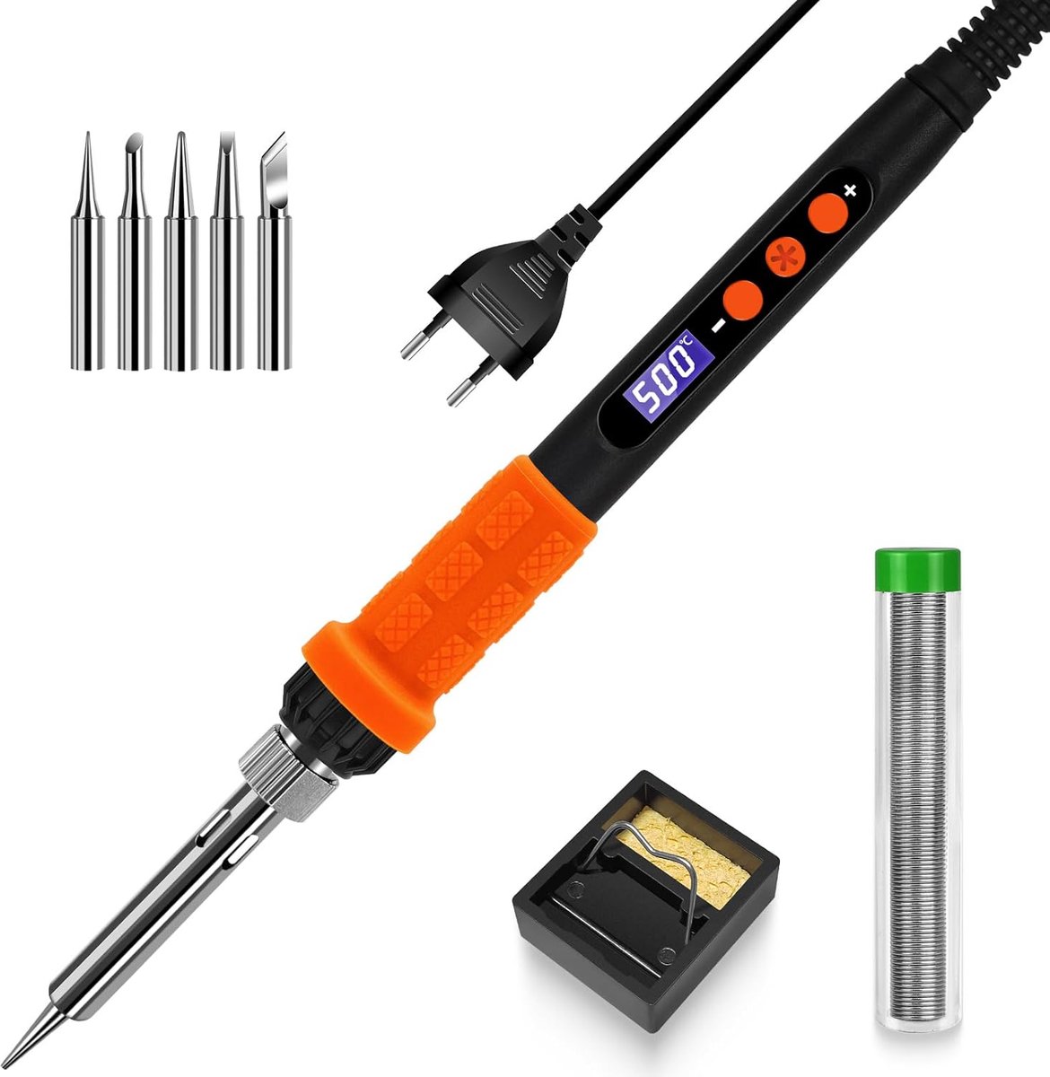 SnelShoppen - Soldering Iron Kit met LCD Display, 100W Solderstation, Instelbare Temperatuur, Automatische Slaapstand, 5 Soldering Tips, Soldering Box