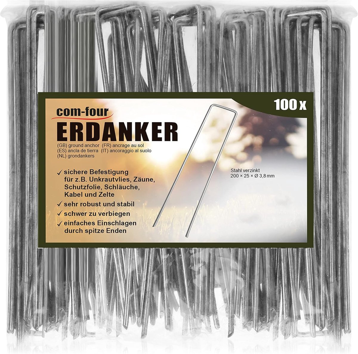SnelShoppen - 100x Grondankers van Gecoat Staal - Robuuste Grondspikes voor het Bevestigen van Onkruiddoek, Folies en Tuinaccessoires - Ideaal voor Tu