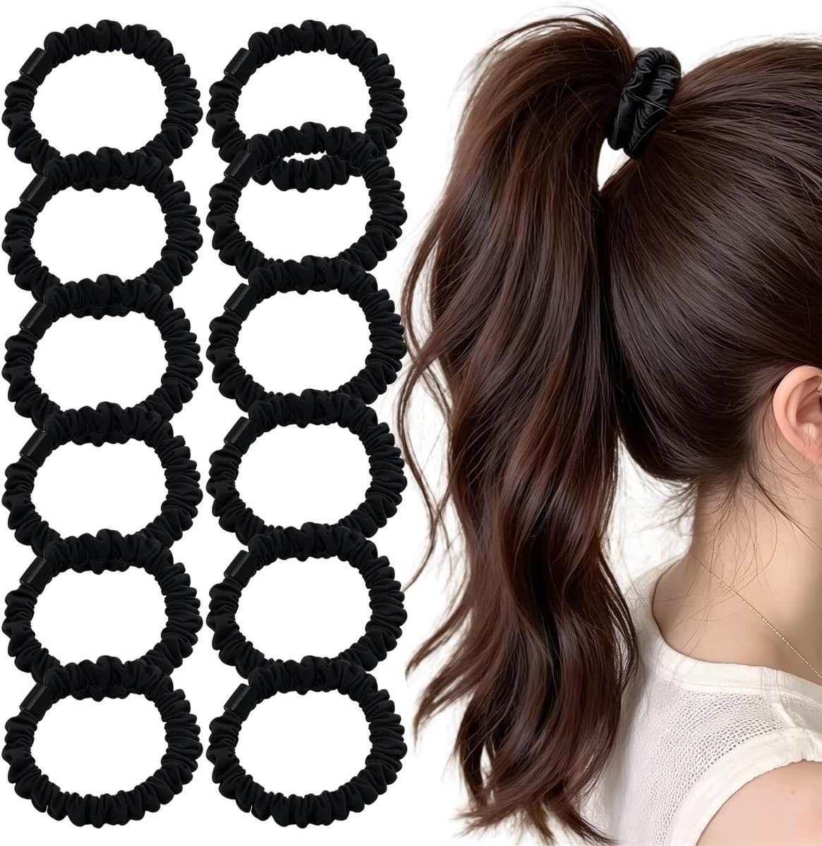 Haar elastieken 12 stuks - satijnen scrunchies - zacht en elastisch - beschermt haar bij gebruik - ShopVlot
