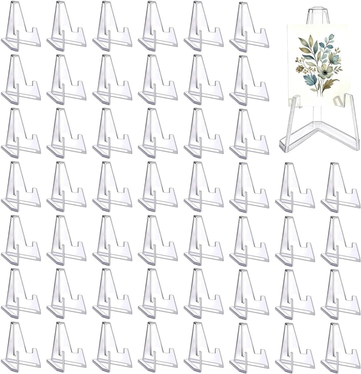 SnelShoppen - 50 Stuks Acryl Kaartenstandaard 3.3x5.5cm | Duidelijke Mini Display Ezel voor Munten, Medailles, Zakhorloges, Antislip Transparant, Duur