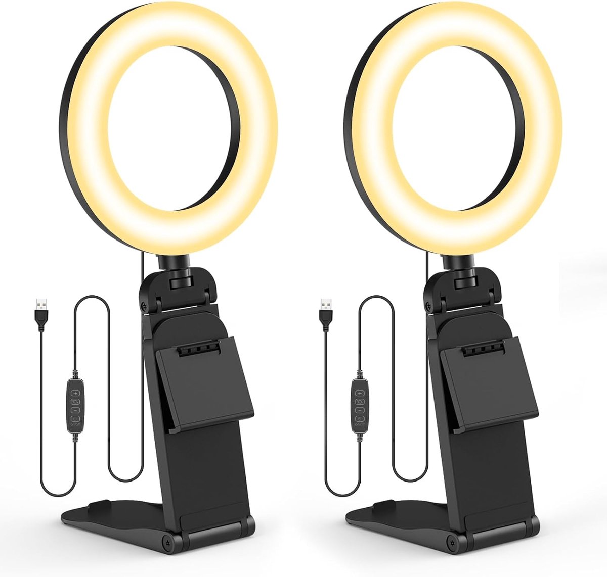 SnelShoppen - Ring Light voor Laptop en PC, 5 Inch, Set van 2, Verstelbare Monitor Licht, Perfect voor Video Conferenties en Streaming op Zoom, Inclus