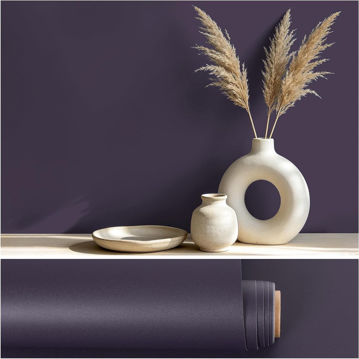 Donkerpaars zelfklevend behang voor woonkamer en slaapkamer, vinylbehang voor meubels en werkbladen, 40 cm x 300 cm