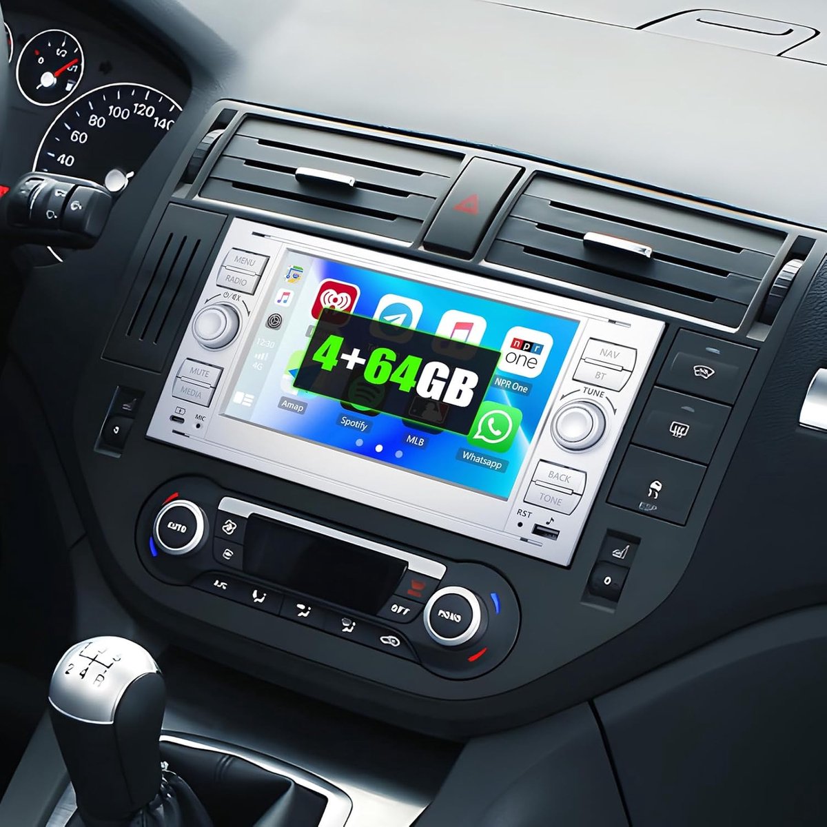 SnelShoppen - Android 15 Auto Radio 4+64G met CarPlay/Android Auto/Mirror Link voor Ford C-Max/Galaxy/Connect/Fiesta/S-Max - 7 inch HD Touchscreen, Wi