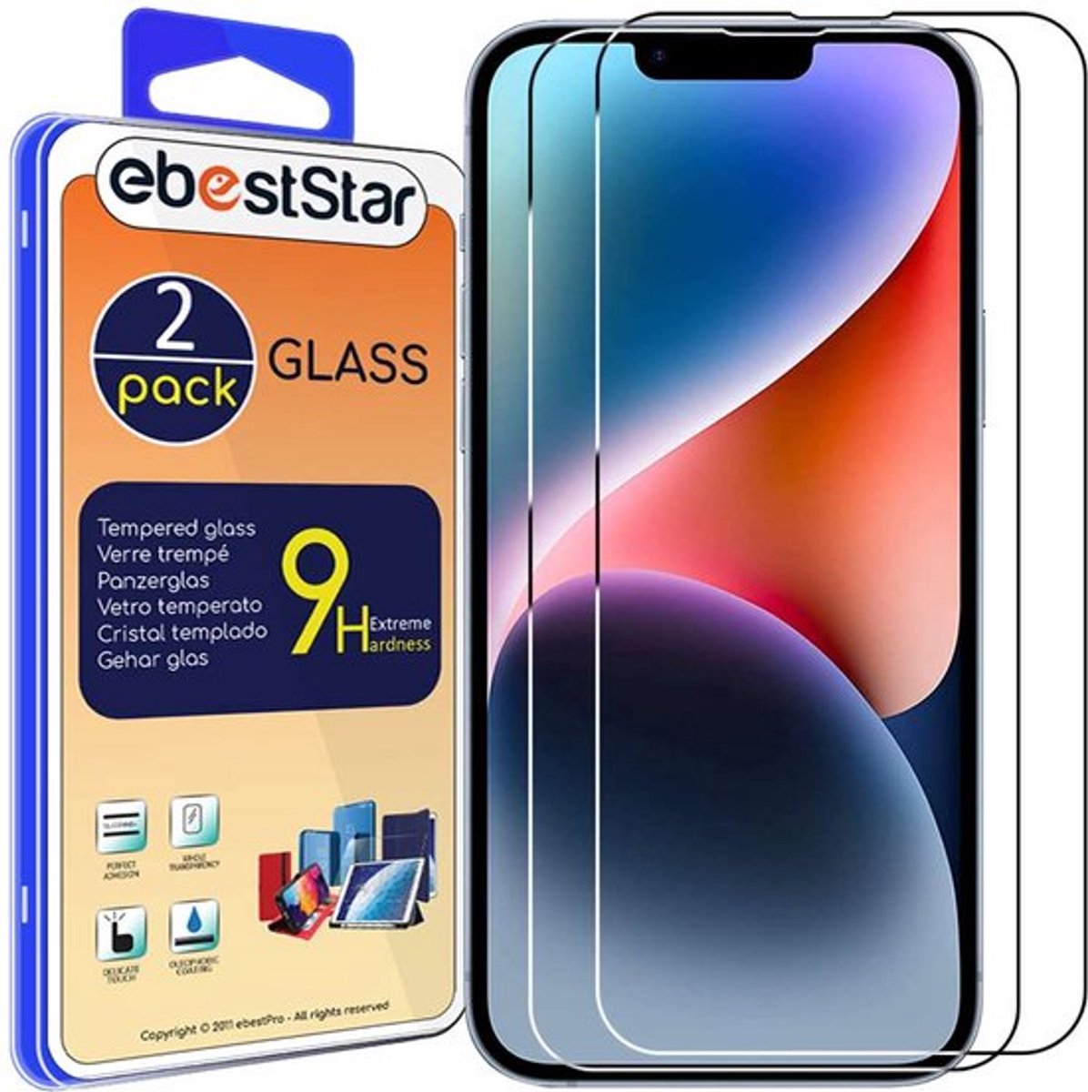 ebestStar - {2 Stuks} Gehard glas geschikt voor iPhone 14 Plus Apple, Screen Protector Cover, Schermbeschermer Tempered Glass