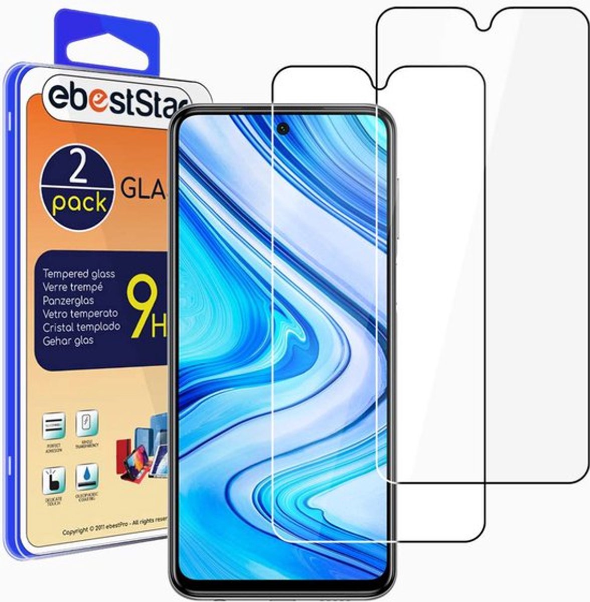ebestStar - {2 Stuks} Gehard glas geschikt voor Xiaomi Redmi Note 9 PRO / 9S, Screen Protector Cover, Schermbeschermer Tempered Glass
