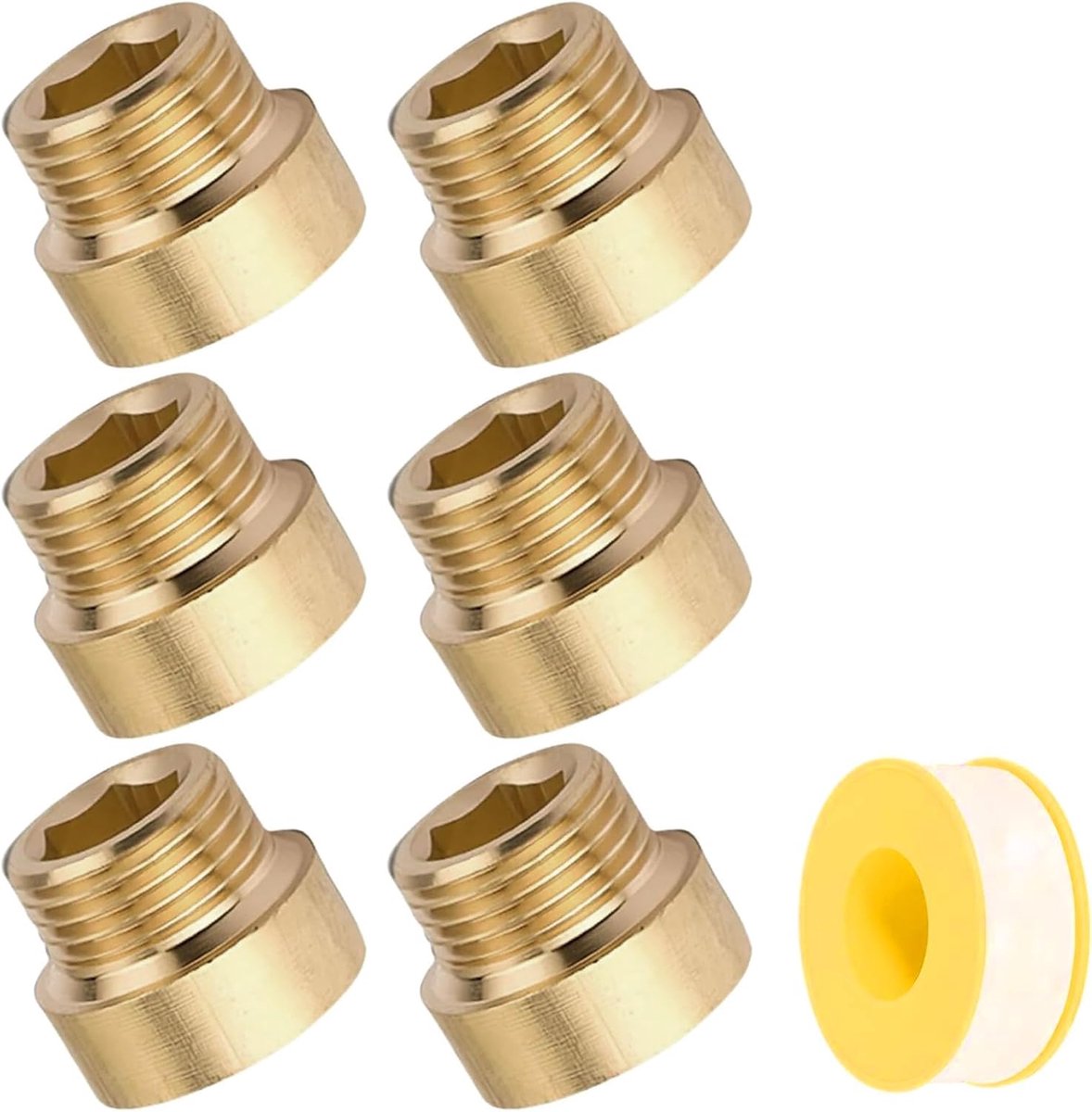 SnelShoppen - 6x Messing Kraanverlenging 1/2" x 10mm, 1/2" IG x 1/2" AG, Draadverlenging voor Kranen, Waterdicht, Voor Tuin en Keuken