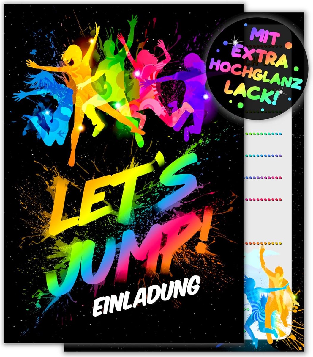 SnelShoppen - 12 x Jump Party Uitnodigingskaarten voor Kinderen - Trampoline Thema Verjaardagsuitnodigingen voor Jongens en Meisjes - Perfect voor Fee