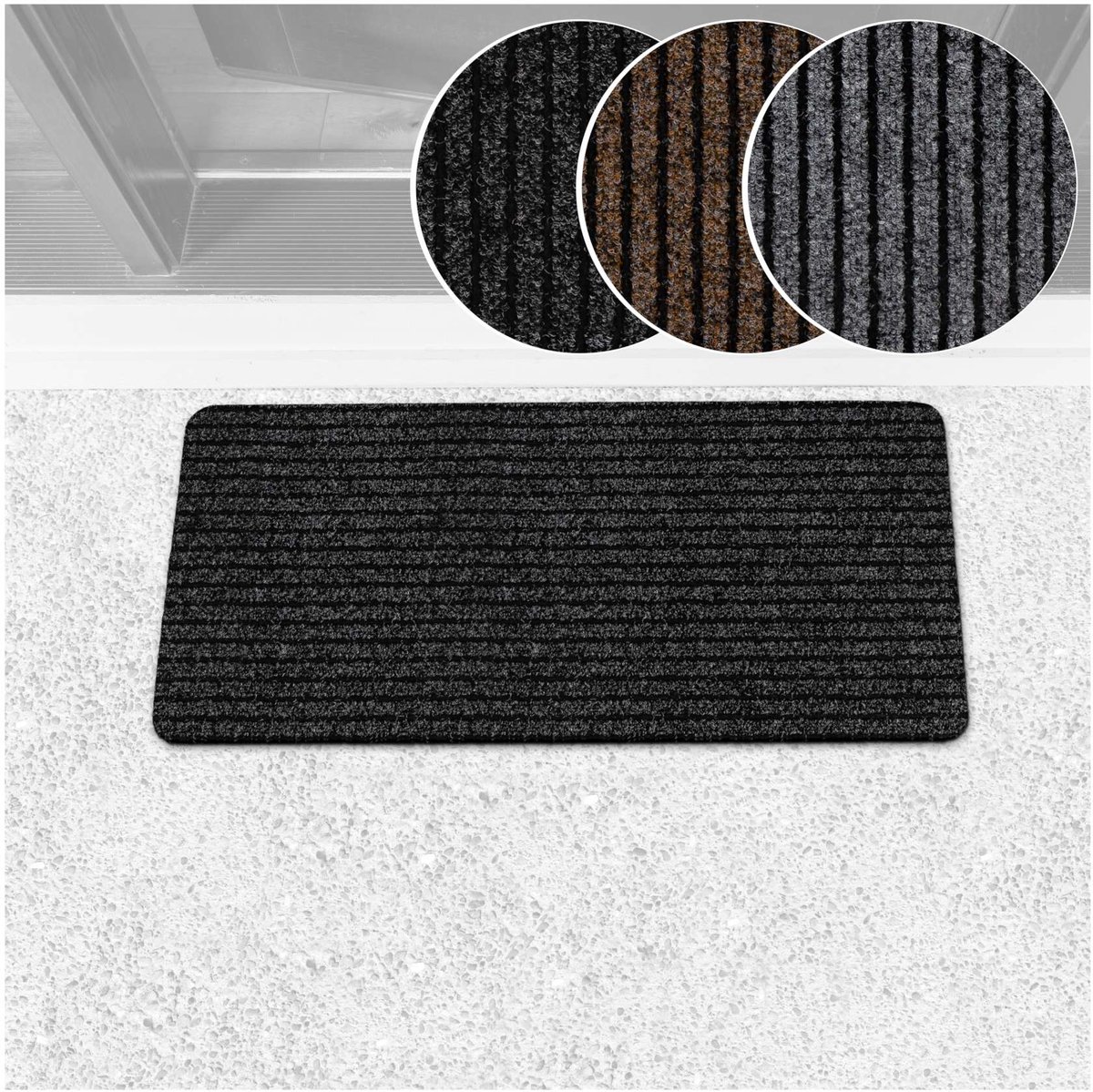 ANRO Mischa Deurmat Zwart 80x40 cm - Antislip - Rubberen rug
