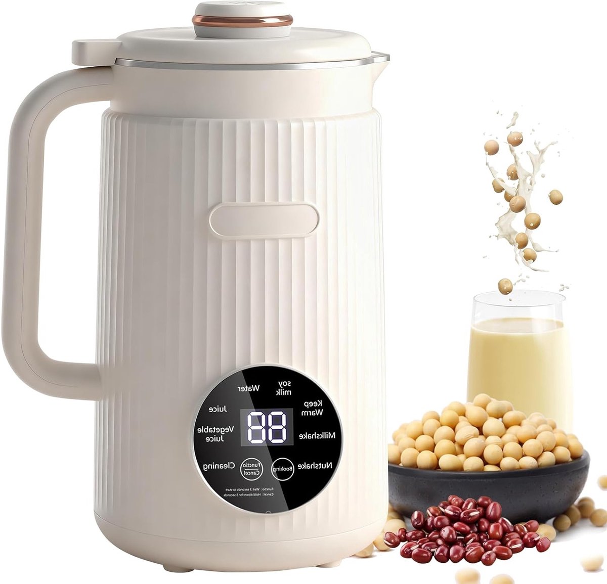 Multifunctionele 8-in-1 Melkmaker voor Noten en Plantaardige Melk, 1200 ml met Timer, Warmhoudfunctie en Zelfreiniging, Ideaal voor Amandelmelk, Soepen, Pap en Smoothies