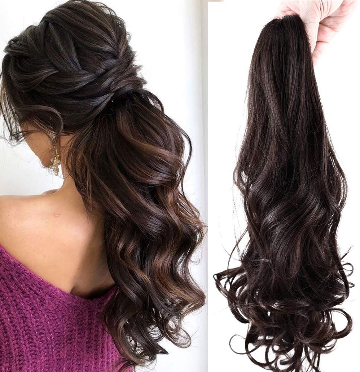 Ponytail Hair Extensions Clip-in - Natuurlijk en Volumineus (Medium Bruin)