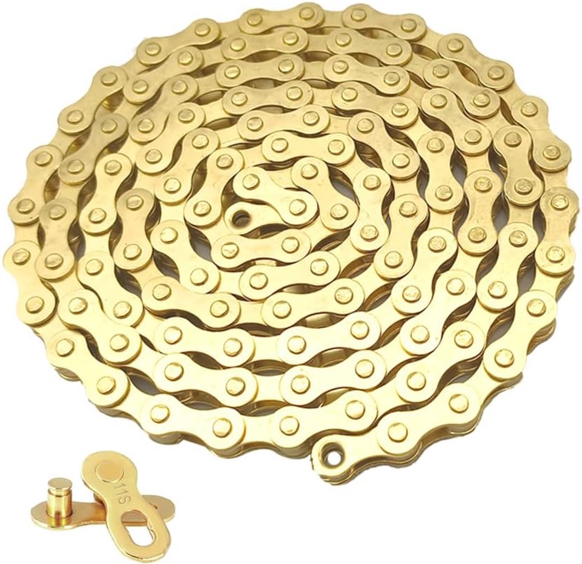 SnelShoppen - 11 Speed Fietsketting 1/2 x 11/128 Inch, 116 Schakels, Gouden Fiets Chain met 11 Speed Connector, Super Snelle Versnellingen, Ideaal voo