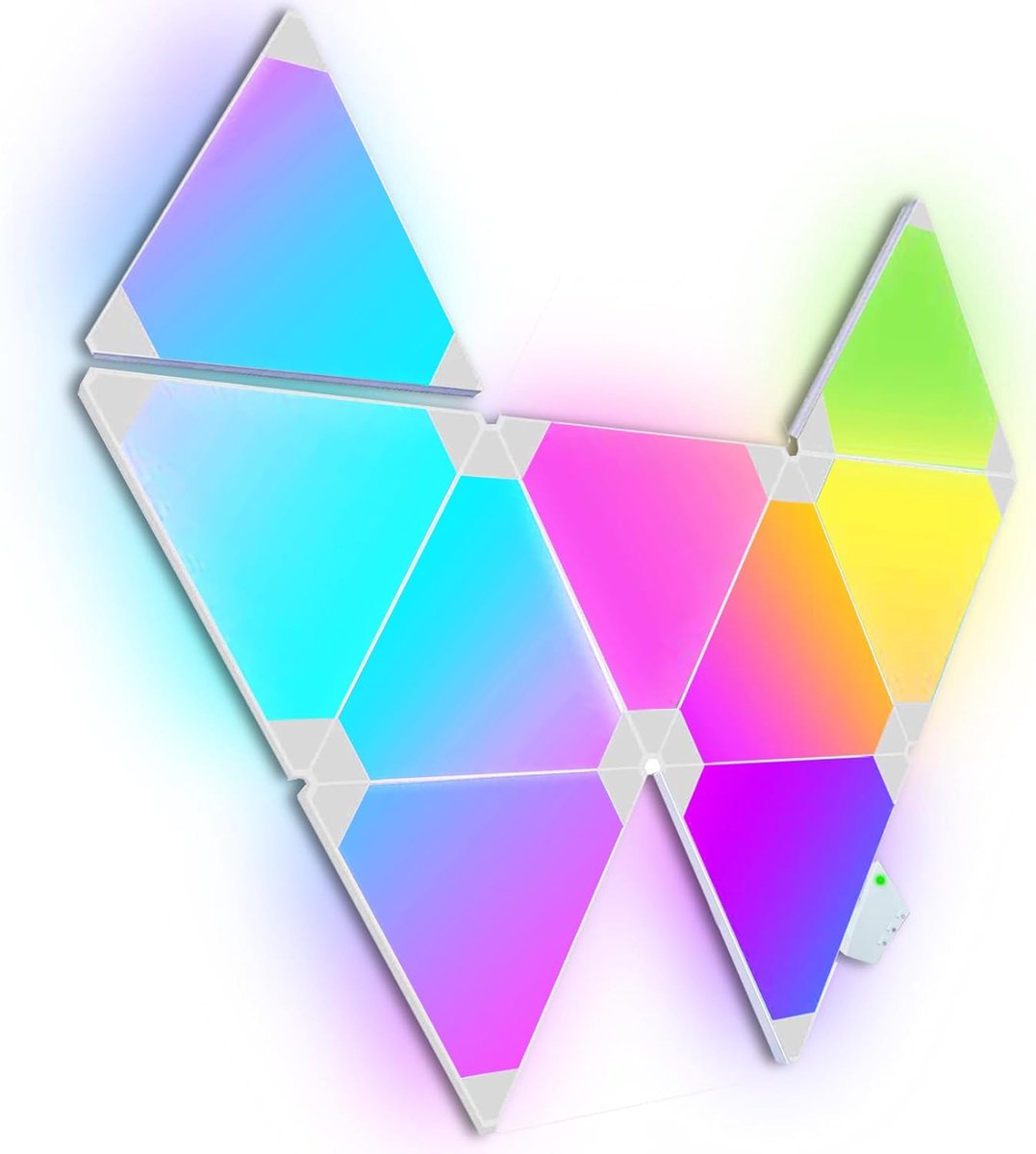 SnelShoppen - LED Wandpaneel Wandlamp Binnen LED RGB Driehoeken Afstandsbediening Decoratie Gaming Werkt met Alexa/Google Assistant Stemcontrole Muzie